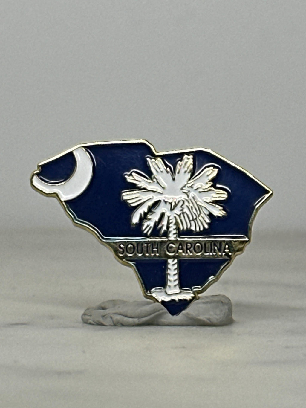 South Carolina State Enamel Pin: Navy & Silver Finish - Souvenir Accessory