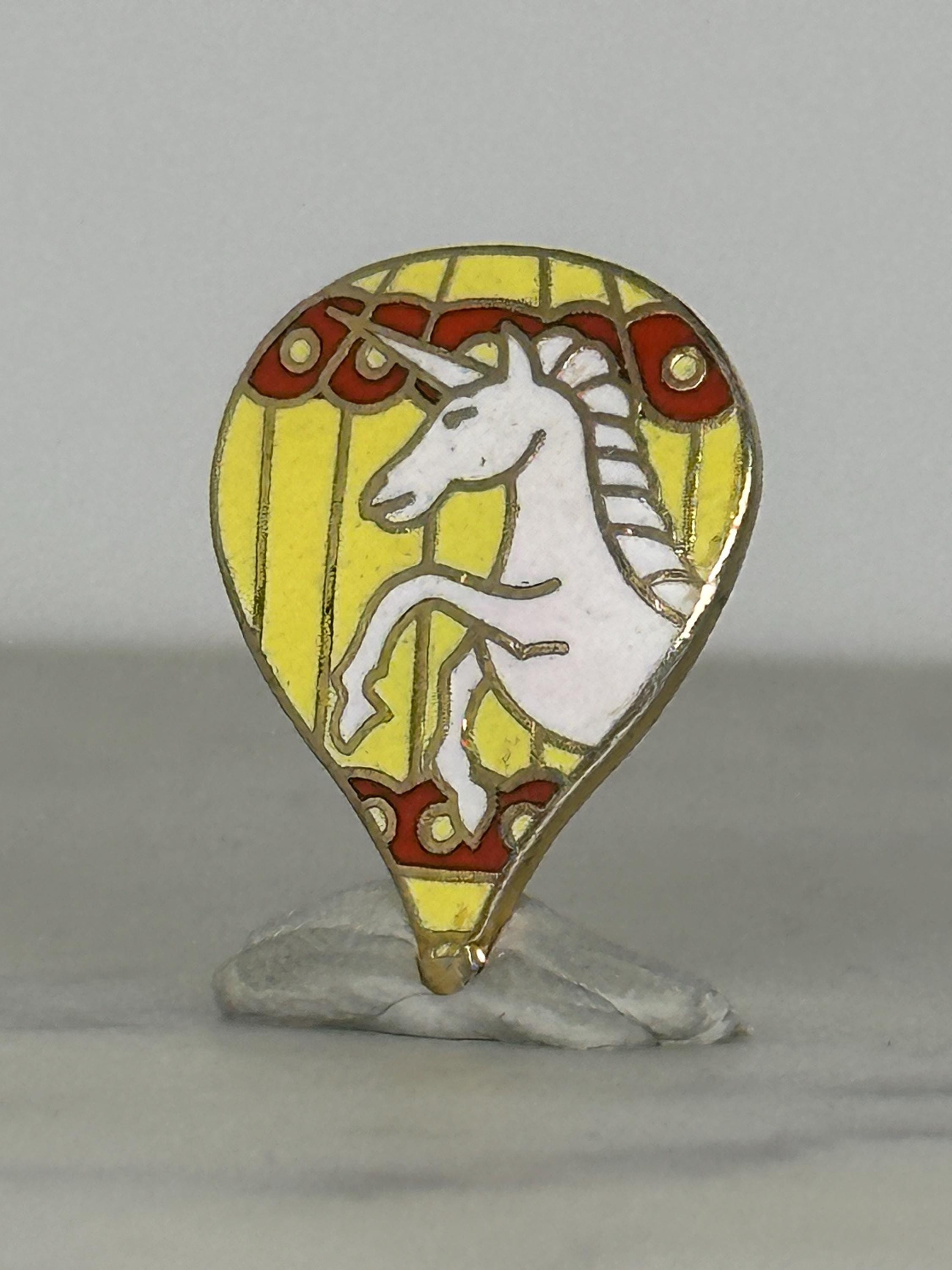 Unicorn Balloon Enamel Pin: Gold/Yellow Cloisonné - Fantasy Vintage Accessory