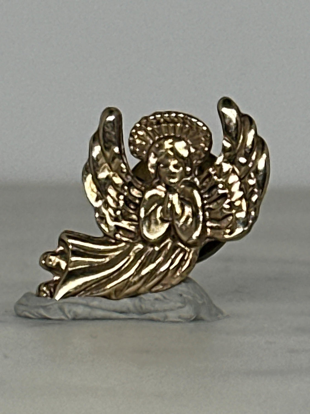Praying Angel Enamel Pin: Gold Tone Metal - Vintage Religious Accessory