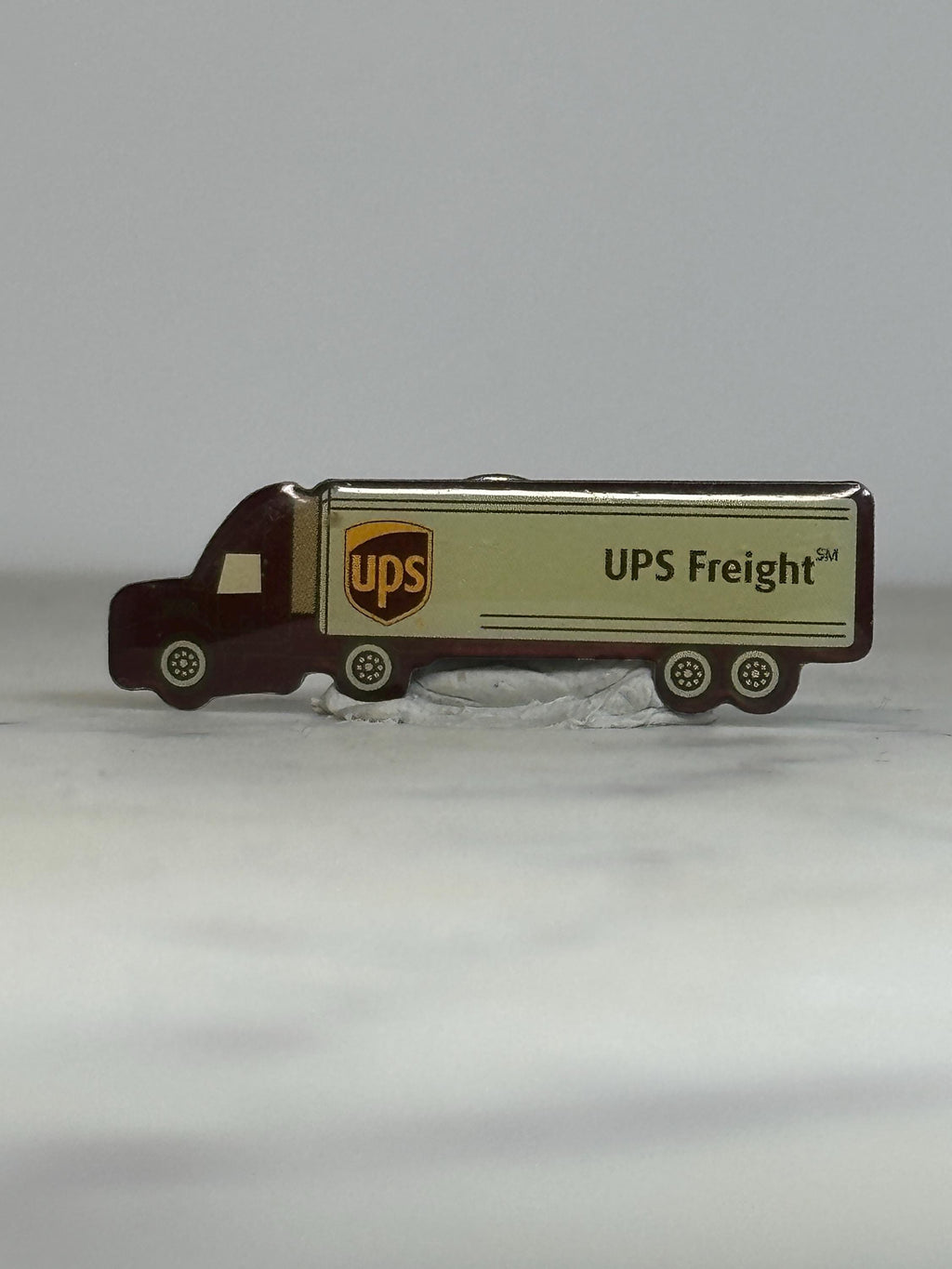 UPS Freight Truck Pin: Gold & Brown Enamel - Vintage Company Accessory