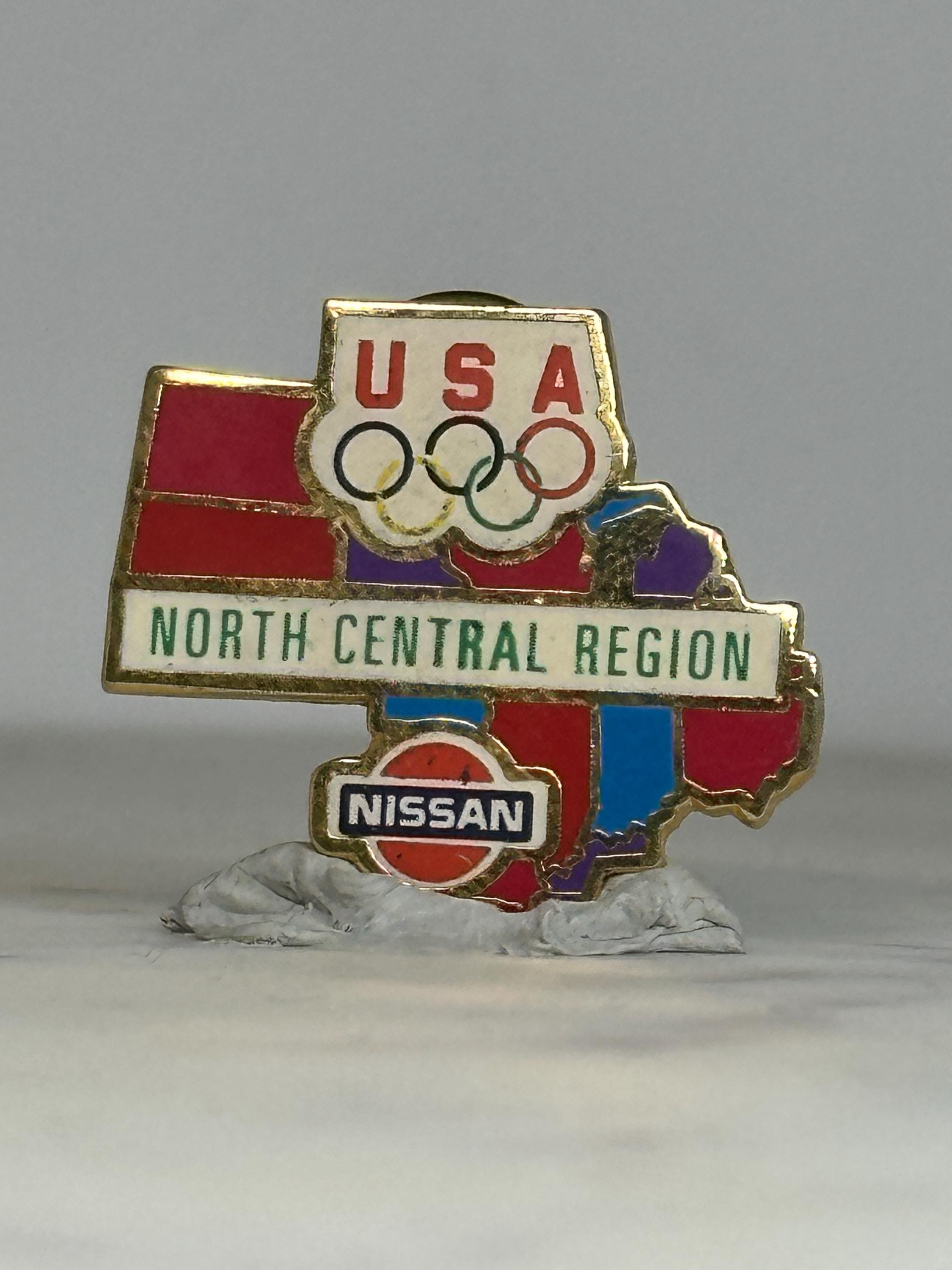 USA Olympics Nissan Pin: Multicolor Enamel - 1990s Sports Accessory