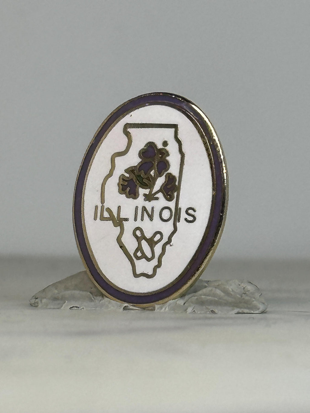 Vintage Illinois Bowling Pin – State Outline Violet Flower Tournament Souvenir