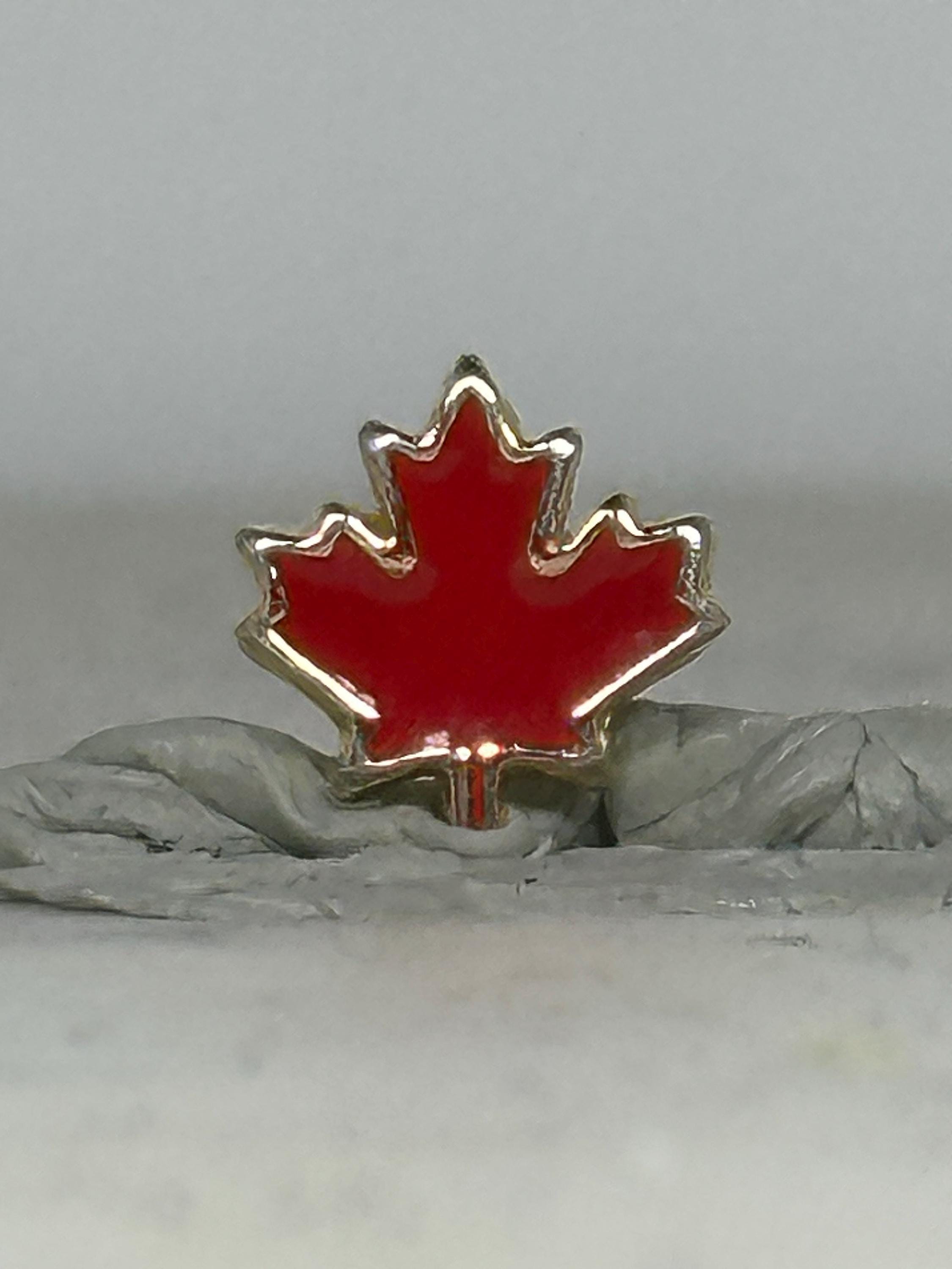 Canada Maple Leaf Pin: Red Enamel Gold Trim - Patriotic Accessory