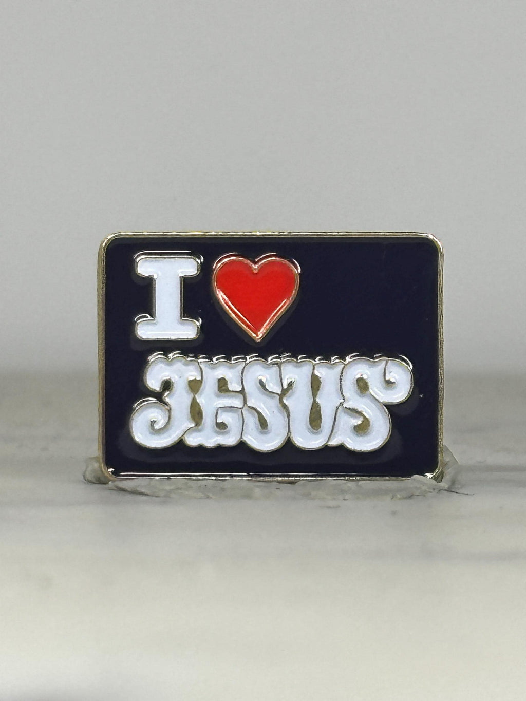 I Love Jesus Enamel Pin: Black Red White - Faith Religious Accessory