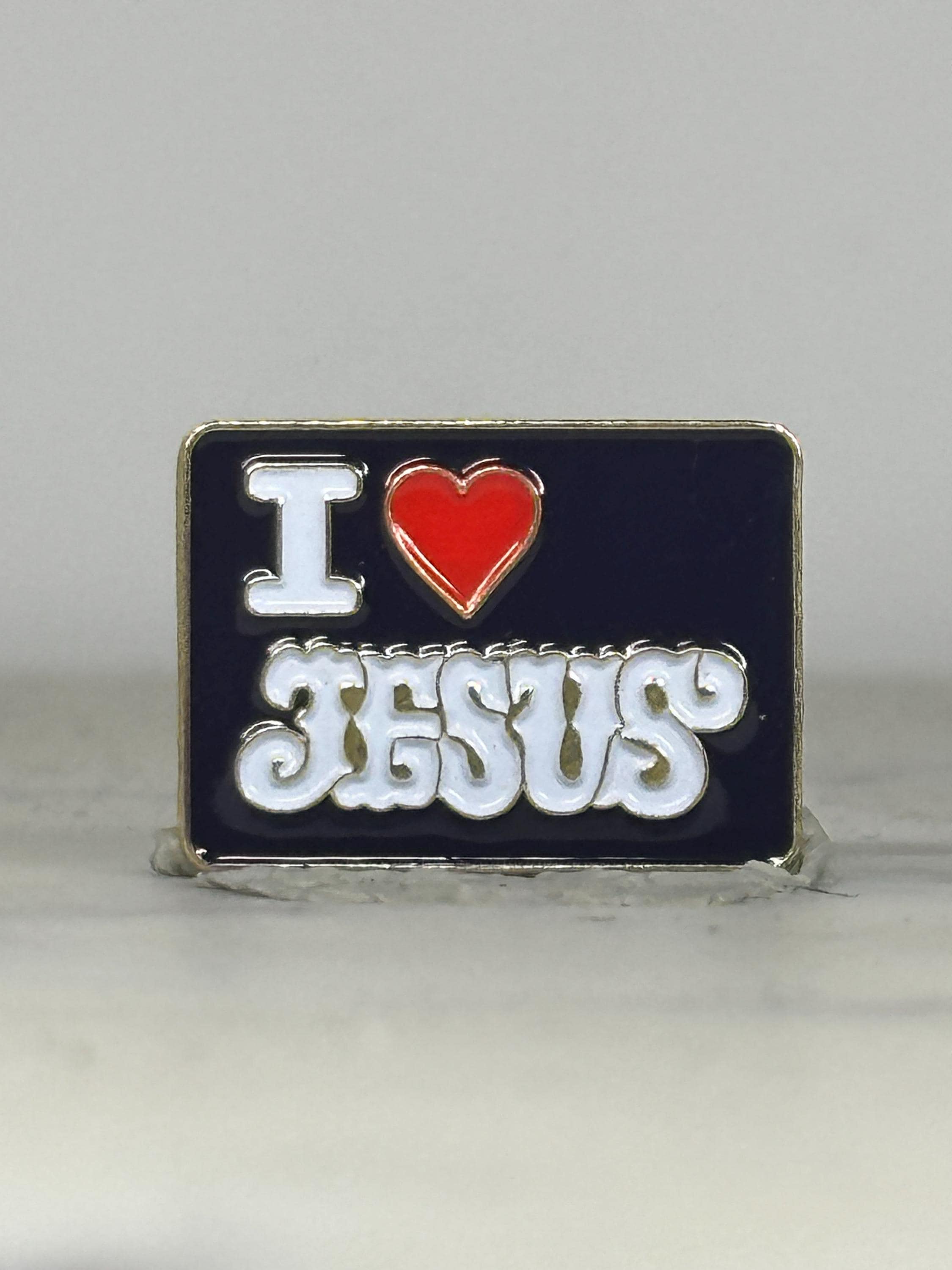 I Love Jesus Enamel Pin: Black Red White - Faith Religious Accessory