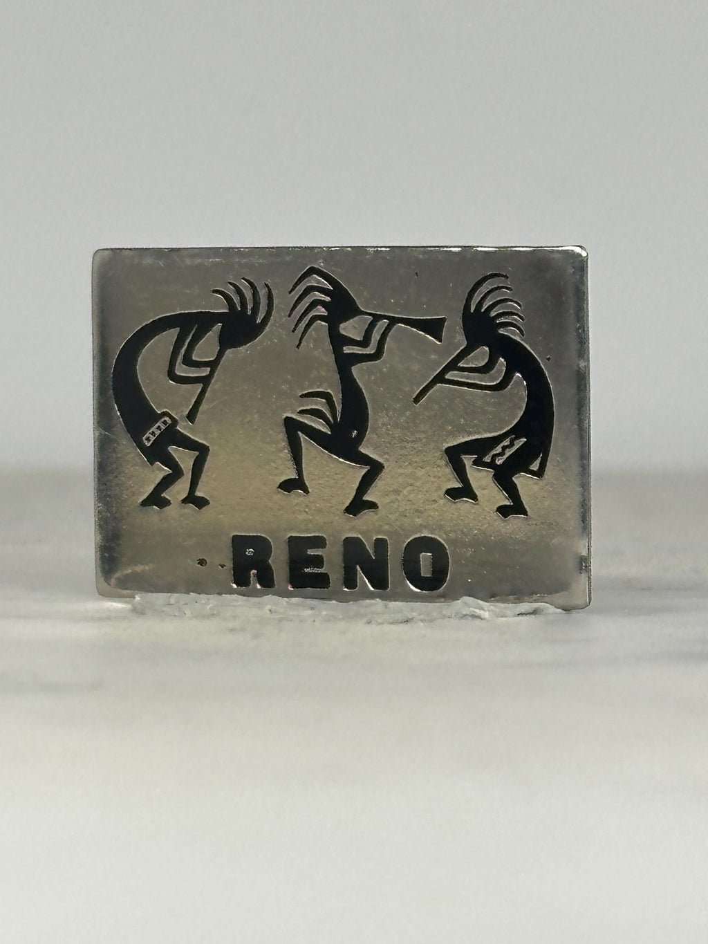 Reno Kokopelli Enamel Pin: Black on Silver Finish - Southwest Tourist Accessory