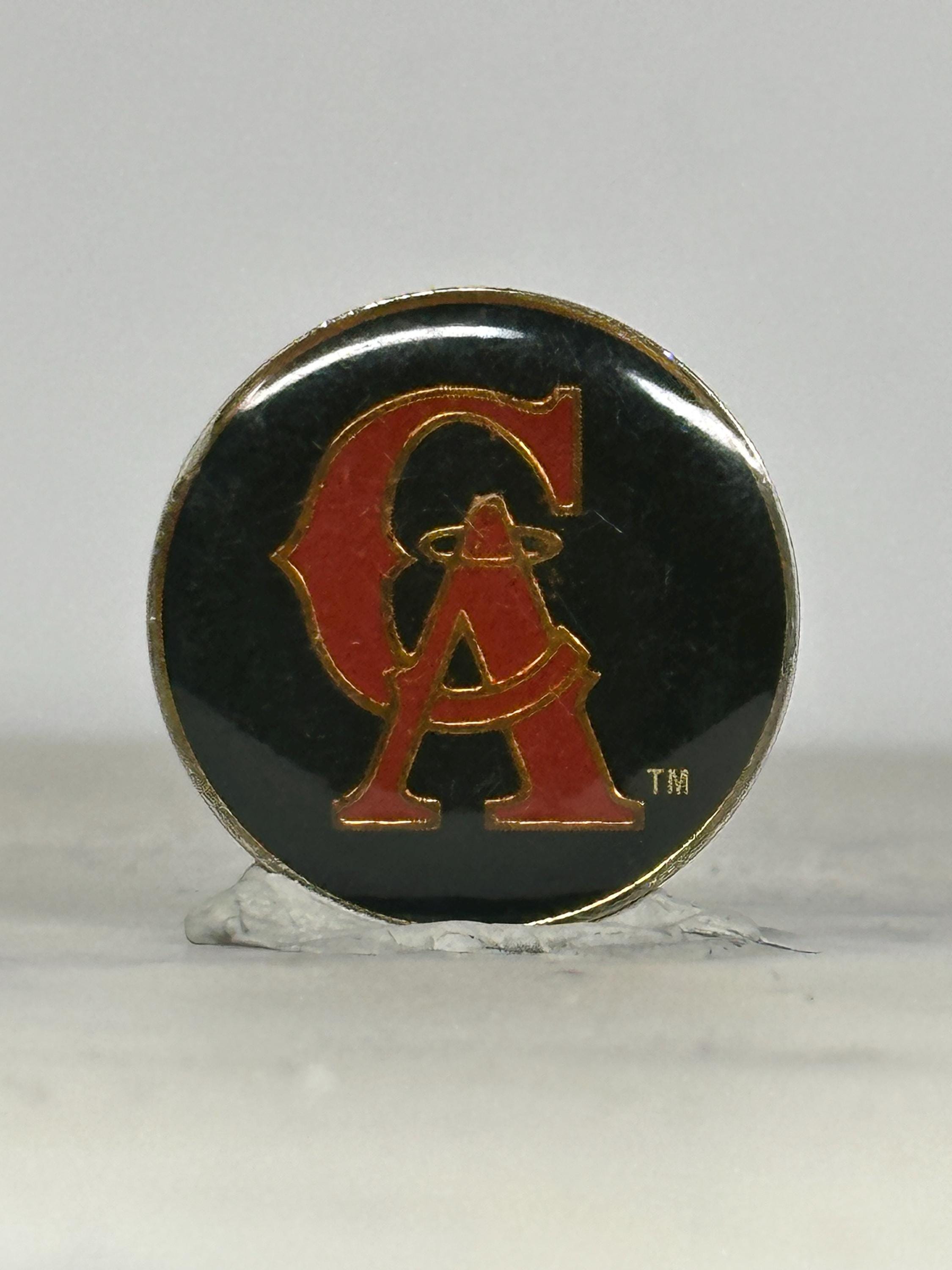 California Angels Baseball Pin: Red & Gold Enamel - Vintage Sports Accessory