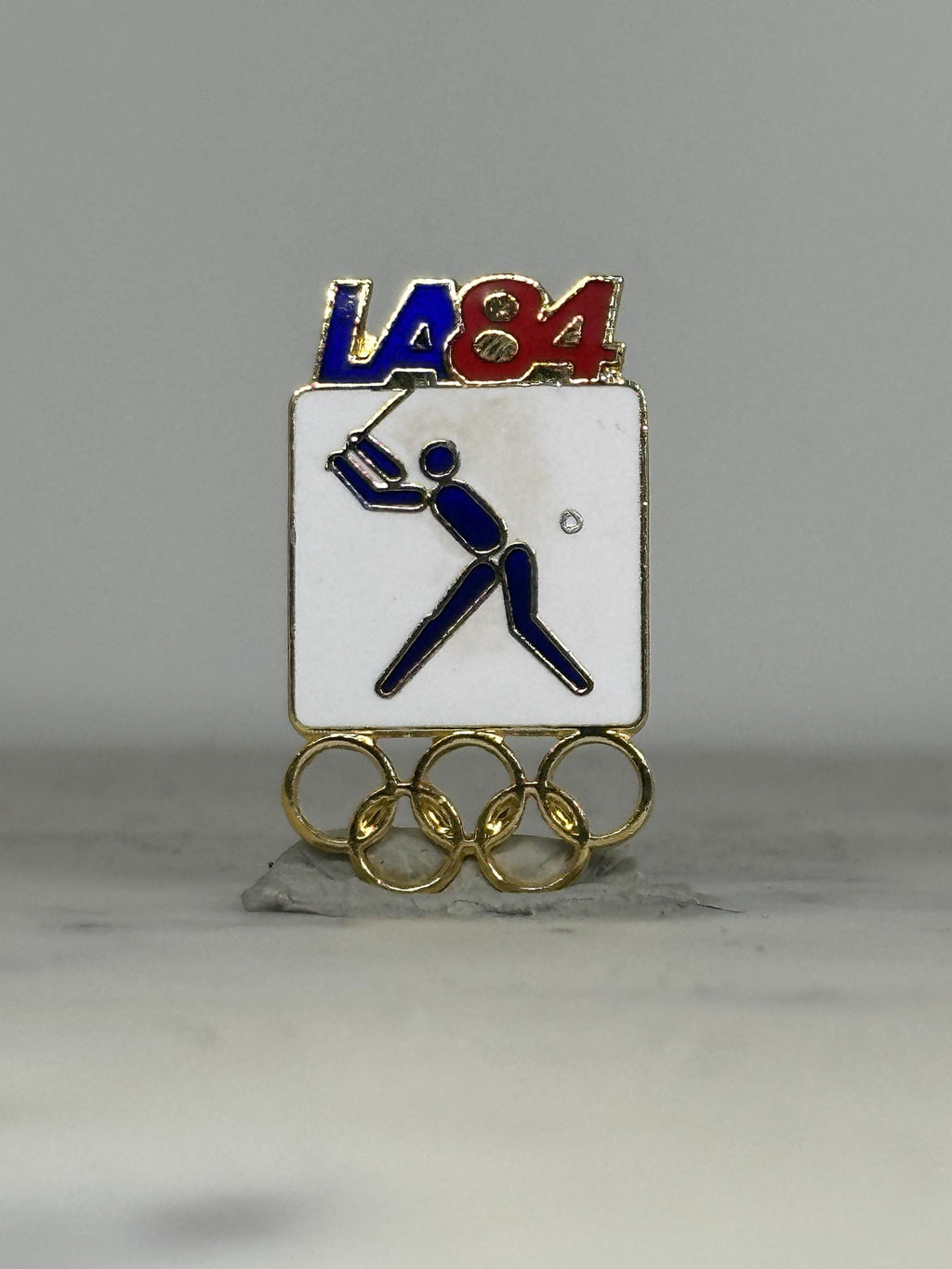 LA84  Baseball Olympics Enamel Pin: Gold Blue Red - 1984 Sports Accessory
