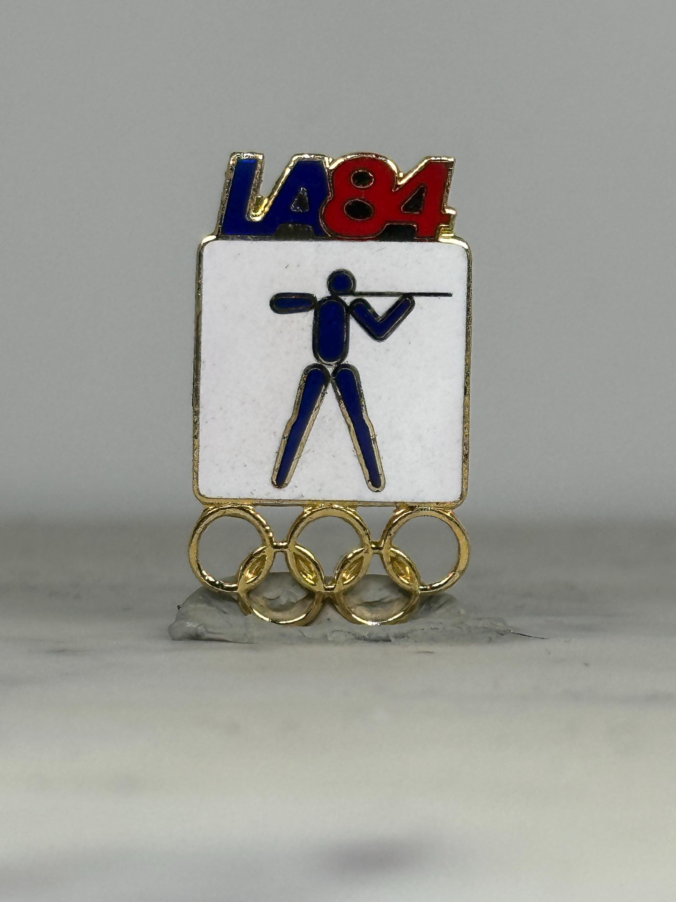 LA84 Olympic Shooting Pin: Gold Enamel – 1984 Games Accessory