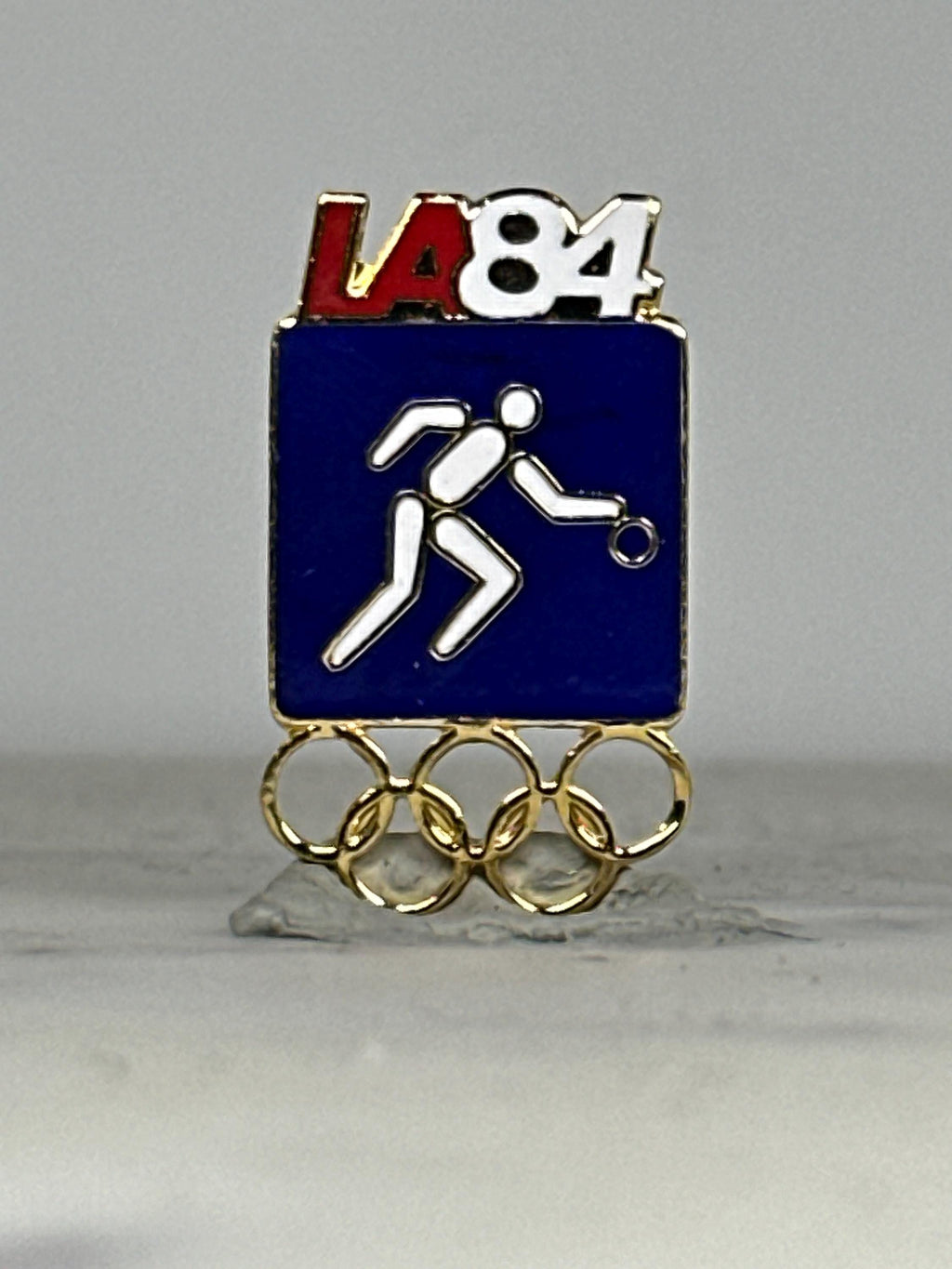 LA 1984 Basketball Olympic Pin: Blue Enamel - Vintage Sports Accessory