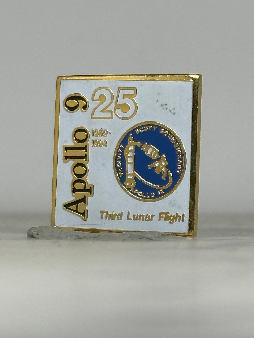 Apollo 9 Enamel Pin: Gold Trim Square - 25th Anniversary Accessory