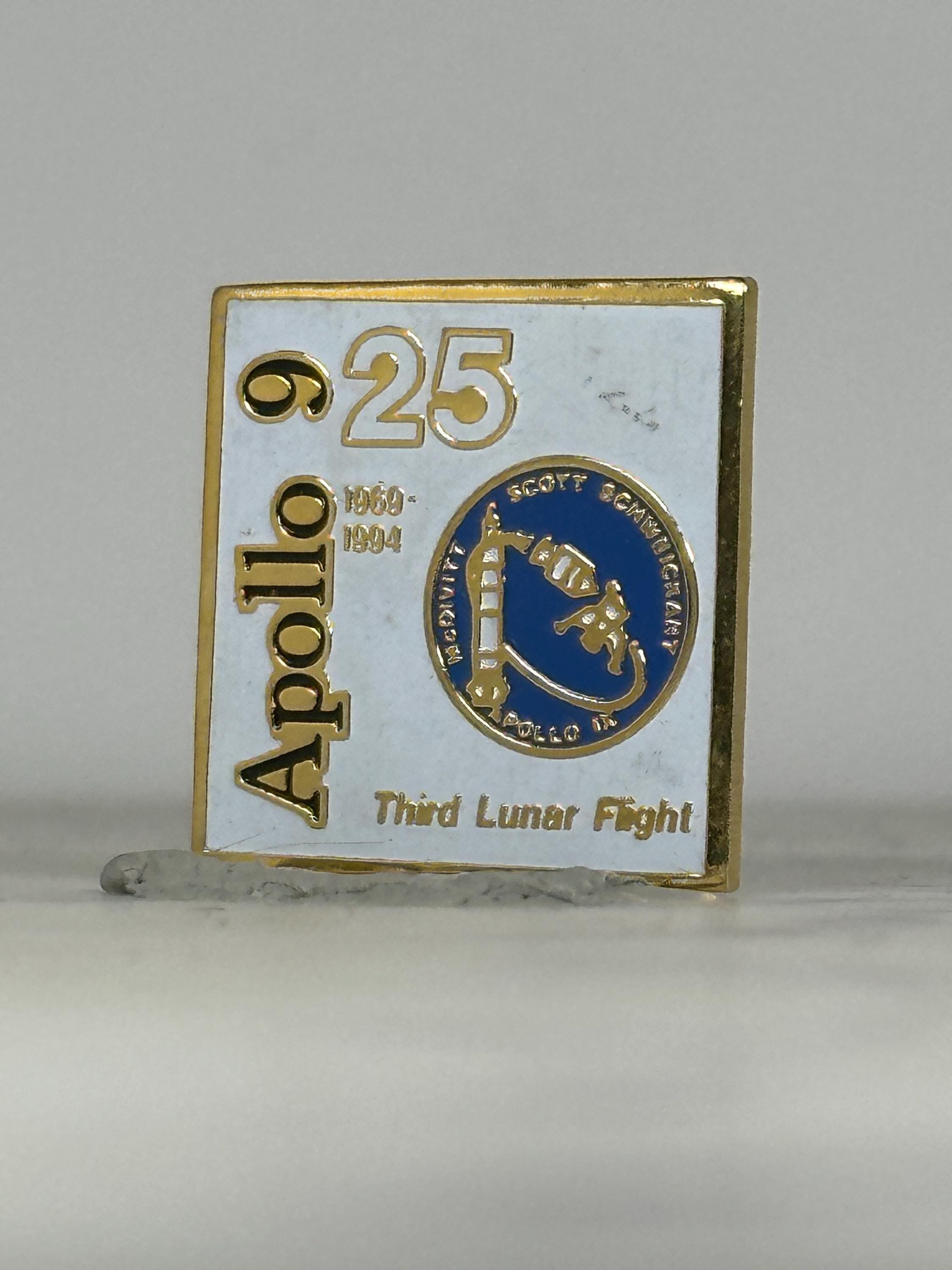 Apollo 9 Enamel Pin: Gold Trim Square - 25th Anniversary Accessory