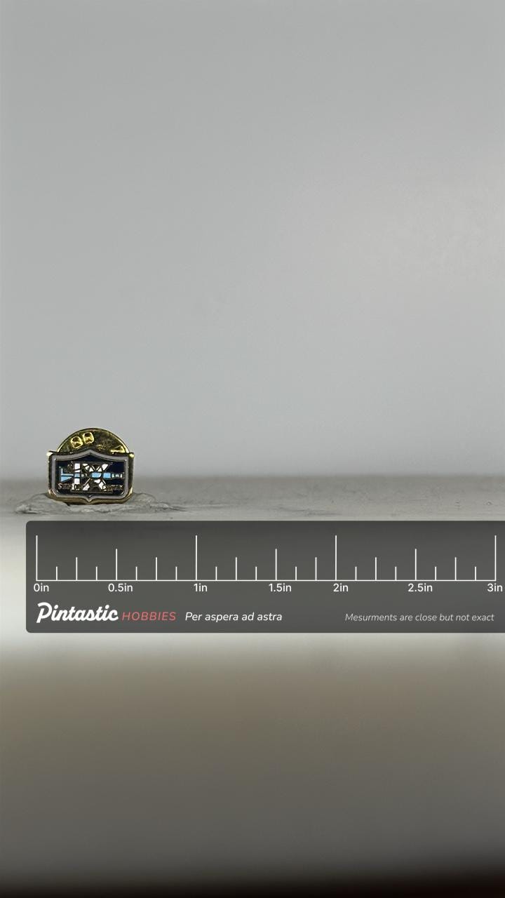 Vintage NASA Gemini IX Mission Pin – Stafford & Cernan 1966 Space Program Enamel Lapel Pin with ruler overlay for size refere