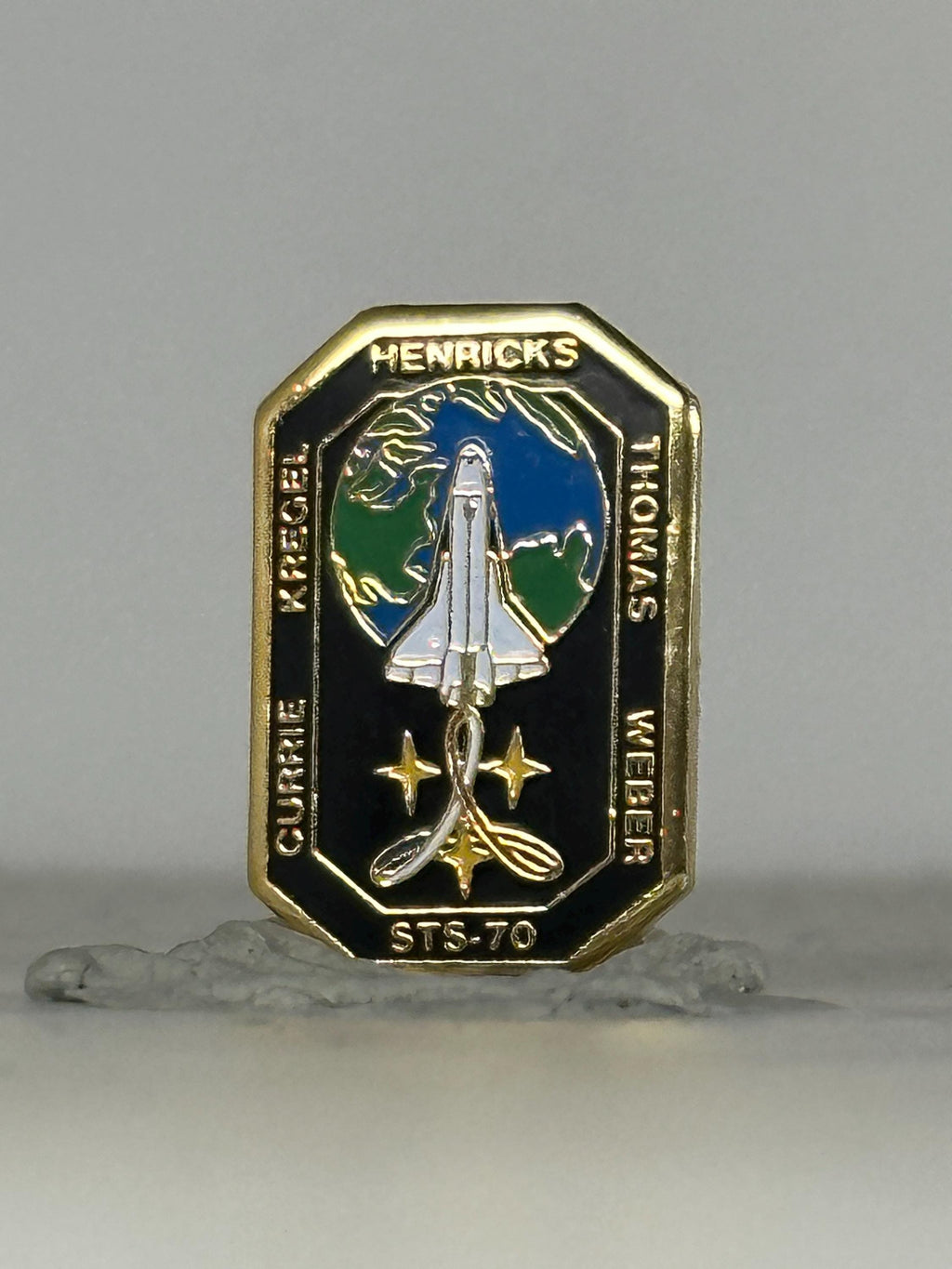 NASA STS-70 Mission Pin: Gold Trim Enamel - 1990s Space Shuttle Accessory