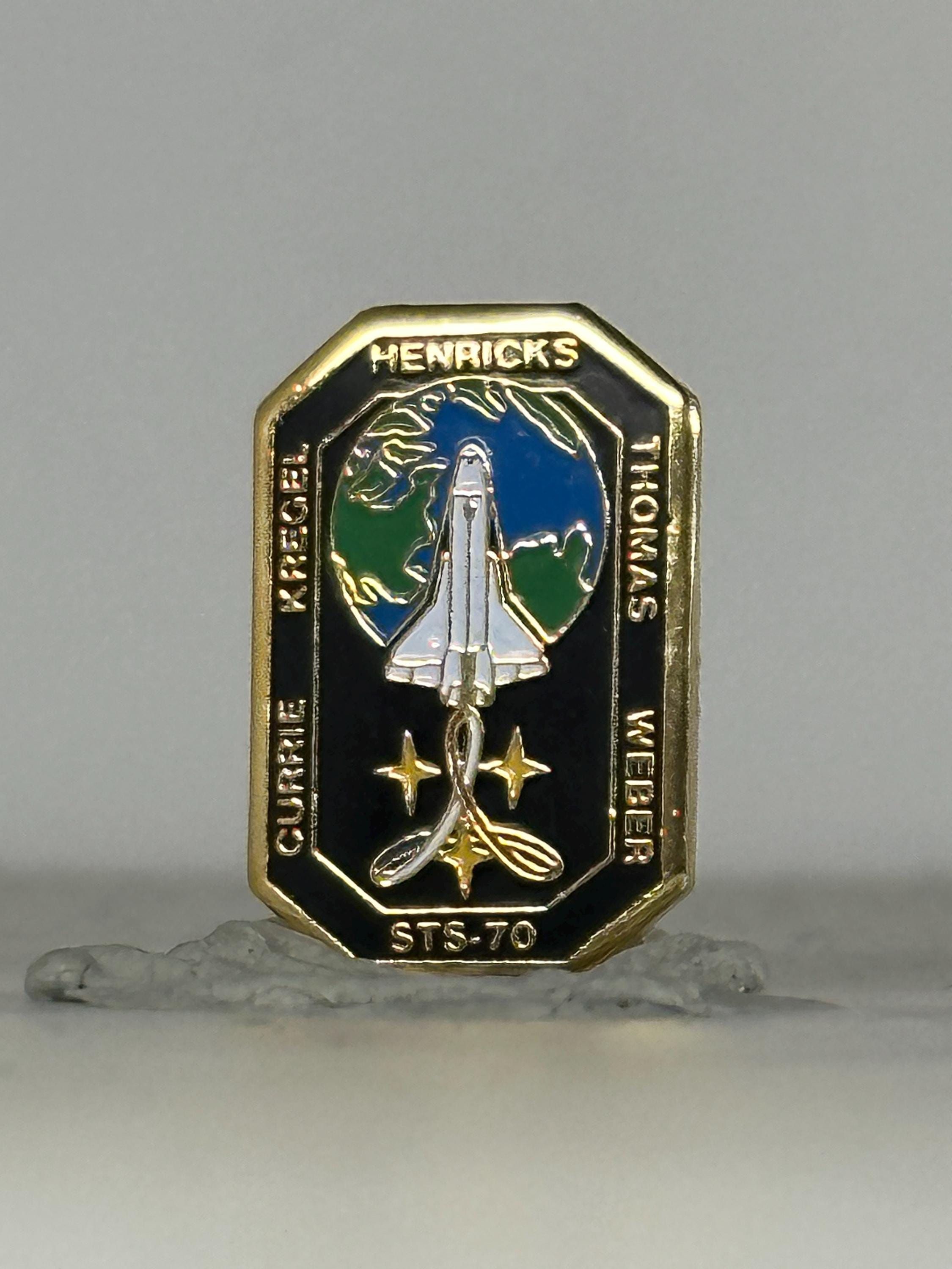 NASA STS-70 Mission Pin: Gold Trim Enamel - 1990s Space Shuttle Accessory