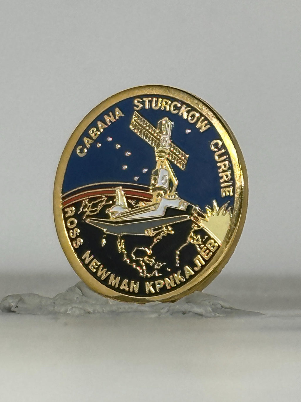 NASA Space Shuttle Endeavour STS-88 Mission Pin (1998) – Cabana, Sturckow, Ross, Newman, Currie, Krikalev Crew – First ISS As