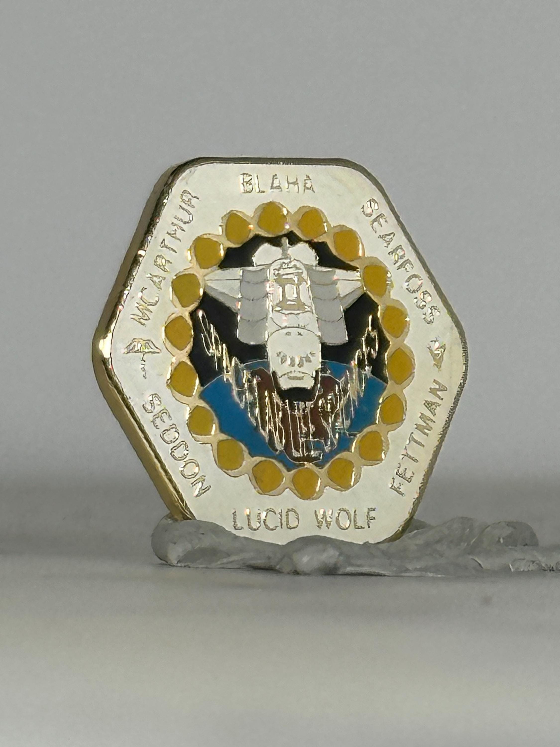 NASA Space Shuttle Columbia STS-58 Mission Pin – Blaha, Searfoss, Lucid, Wolf, Fettman, Seddon, McArthur Crew – Vintage NASA