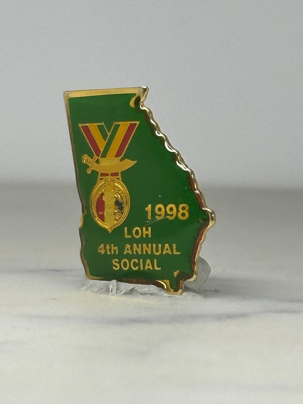 Shriners Georgia LOH Enamel Pin: Green Gold Design - 1998 Fraternal Accessory