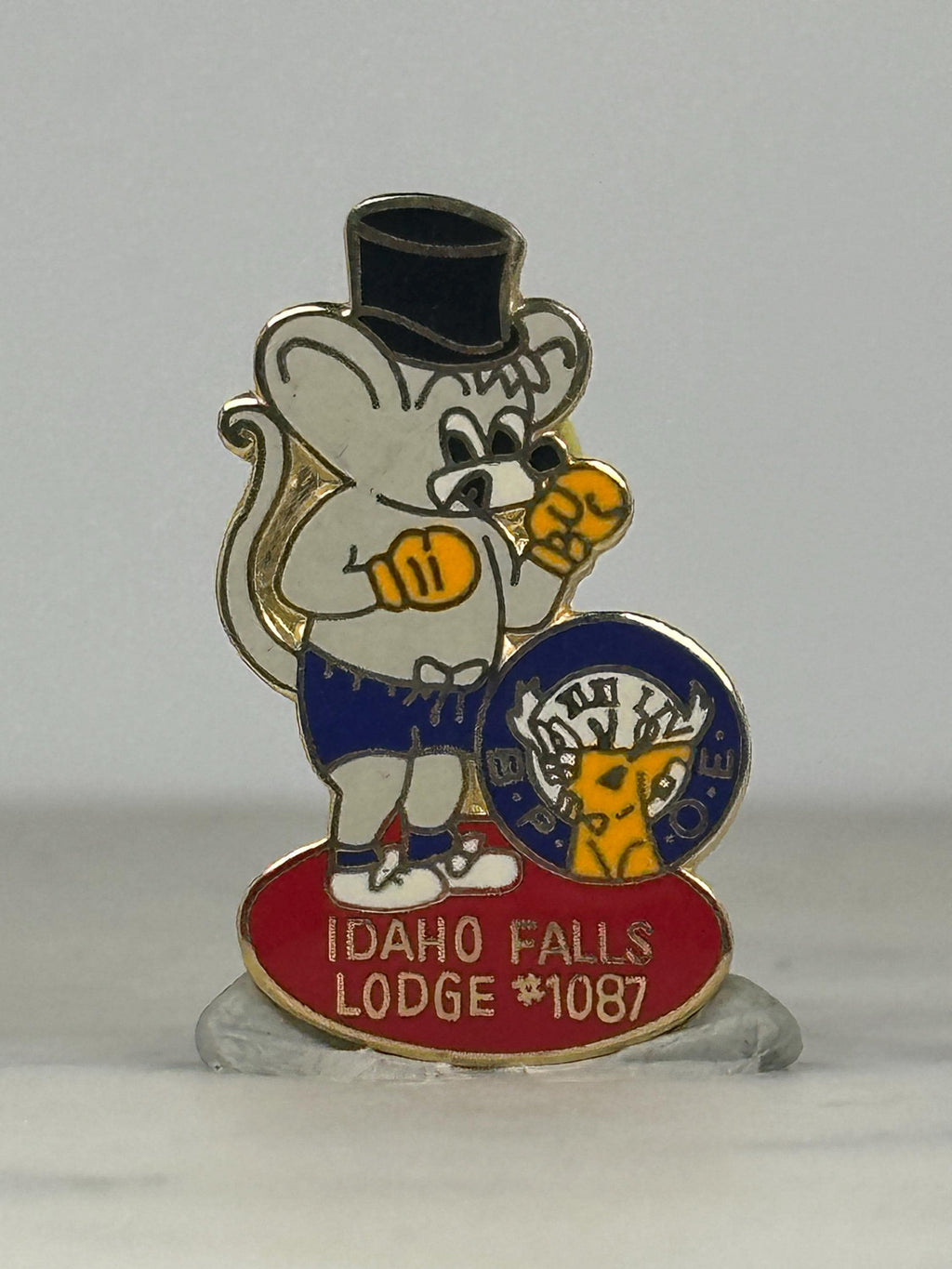 Idaho Falls Lodge Enamel Pin: Boxing Mouse Top Hat - Fraternal Collectible