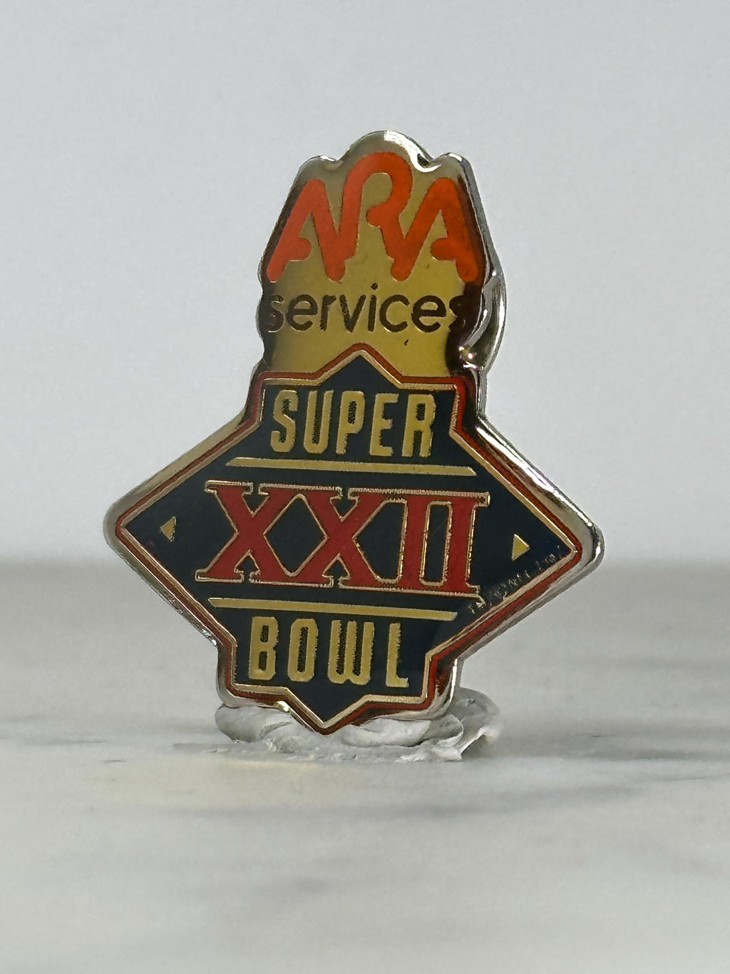 Super Bowl XXII Enamel Pin: Red & Gold Logo - 1980s Sports Accessory