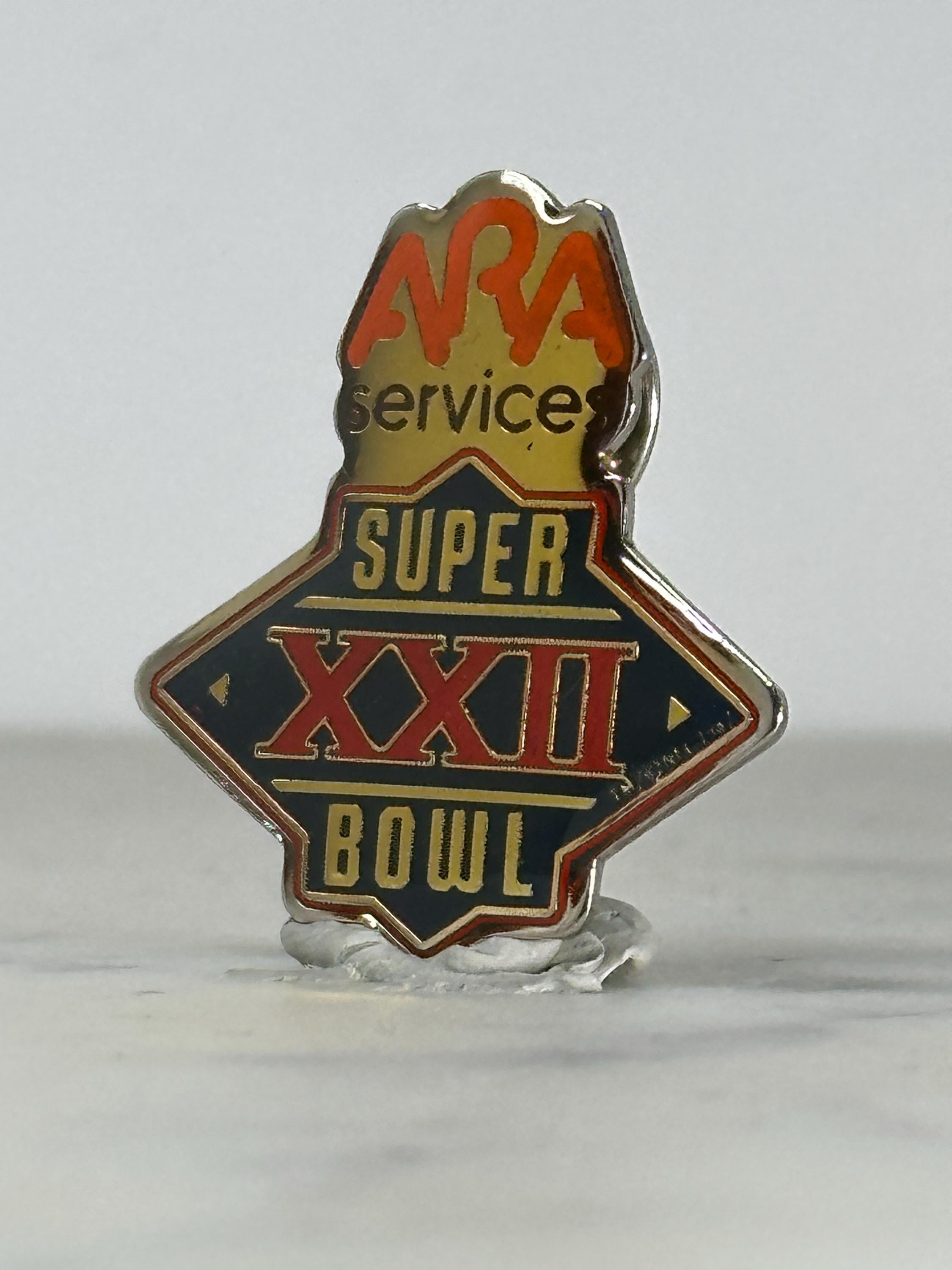 Super Bowl XXII Enamel Pin: Red & Gold Logo - 1980s Sports Accessory