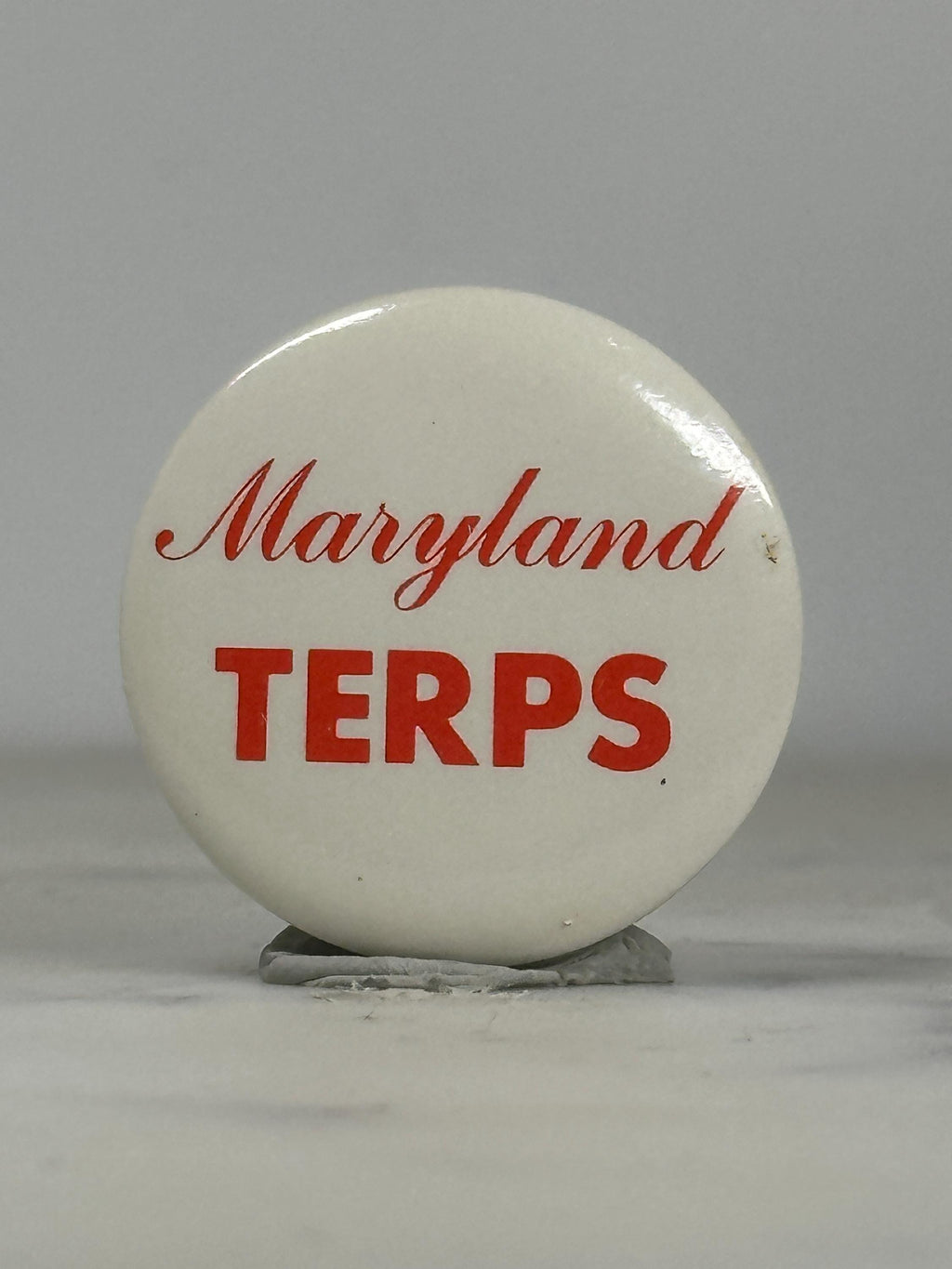 Maryland Terps Button Pin: Red & White - Vintage College Accessory