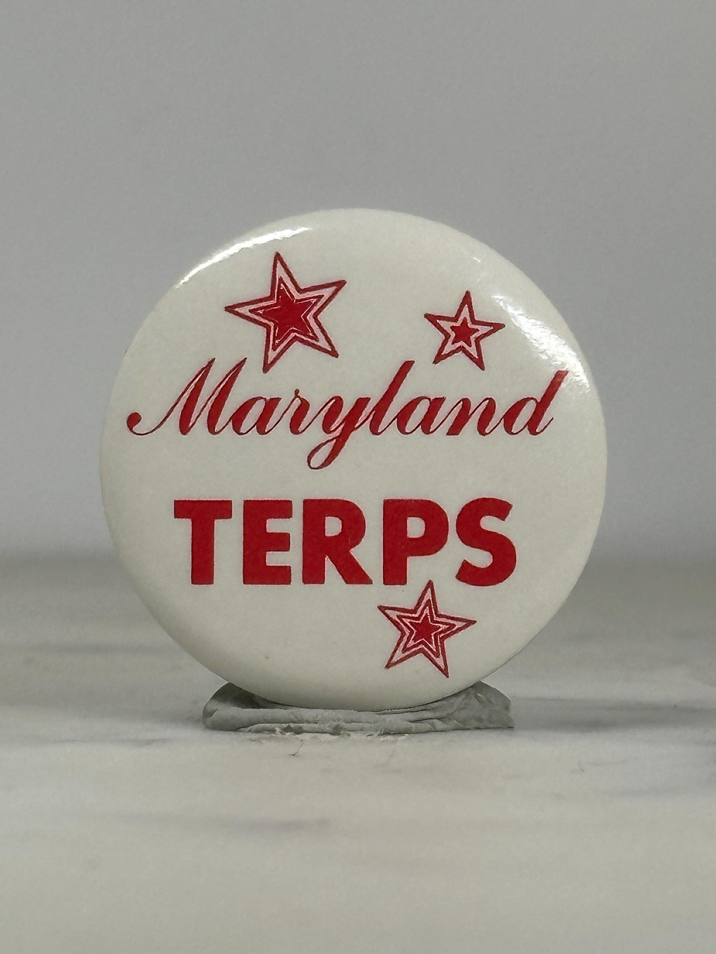 Maryland Terps Button Pin: Red & White Retro - College Spirit Accessory