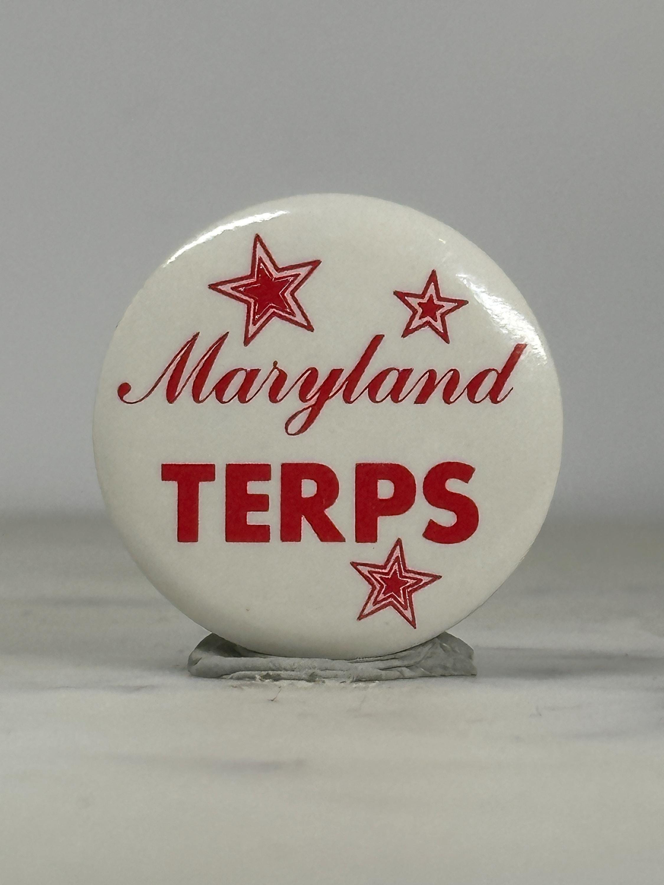 Maryland Terps Button Pin: Red & White Retro - College Spirit Accessory