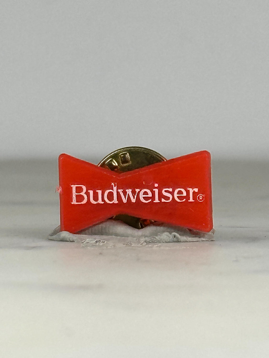 Budweiser Logo Pin: Red Enamel Gold-Tone - Vintage Barware Accessory