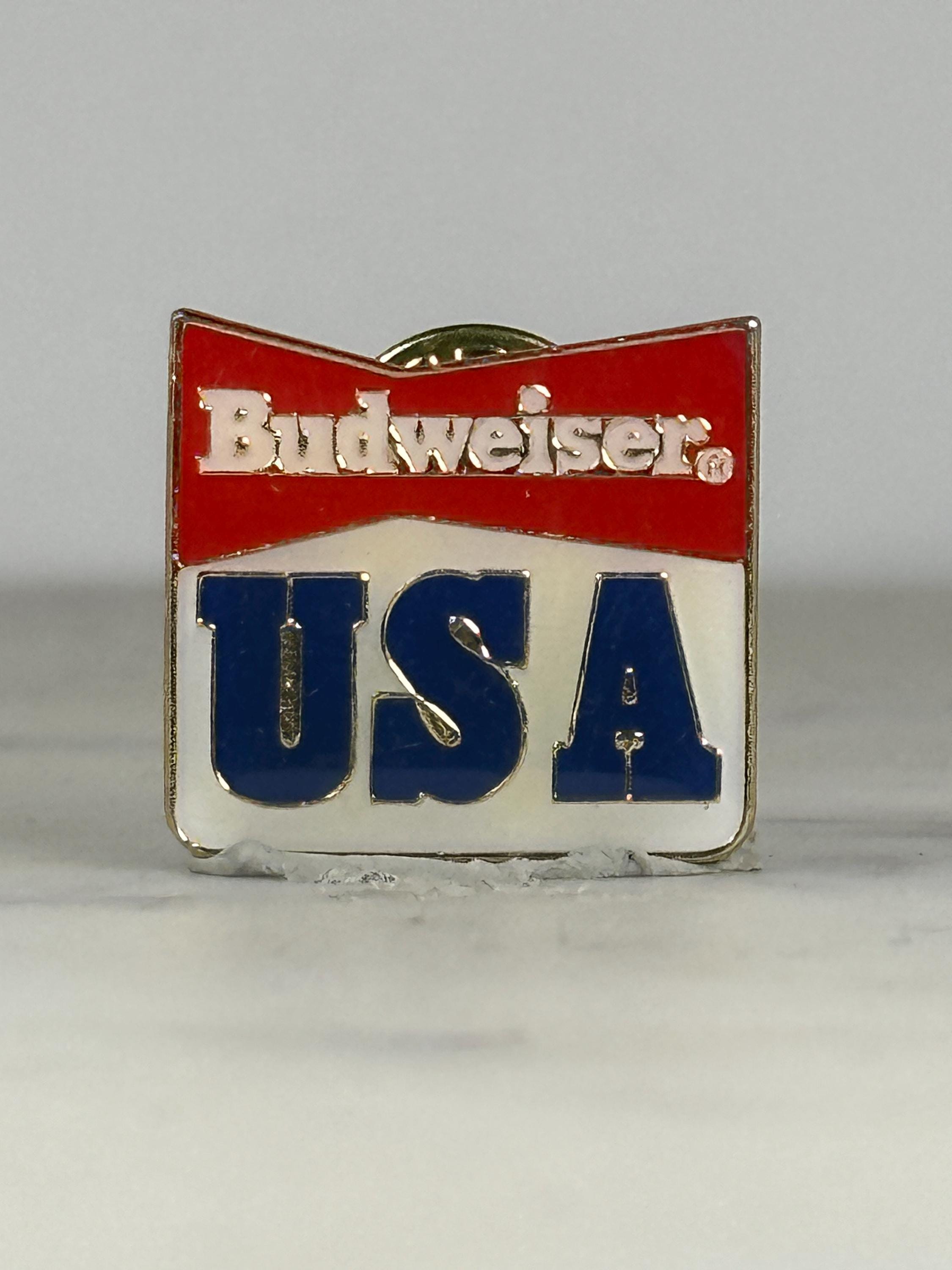 Budweiser USA Enamel Pin: Red White Blue Finish - Vintage Patriotic Accessory