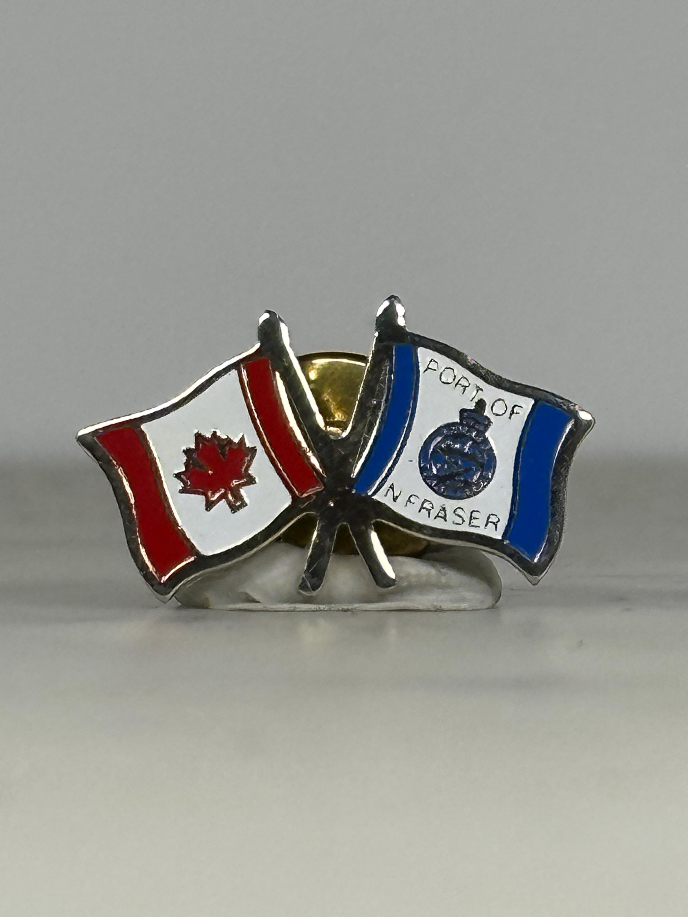 Canada Port of North Fraser Flag Pin: Red White Blue Enamel - Travel Souvenir Accessory