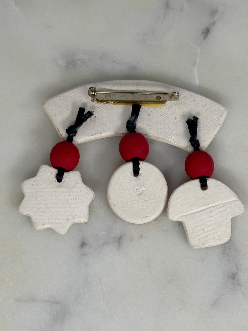 I Love Basketball Pin: Handmade Ceramic Dangling - Retro Sports Accessory with ruler overlay for size reference
