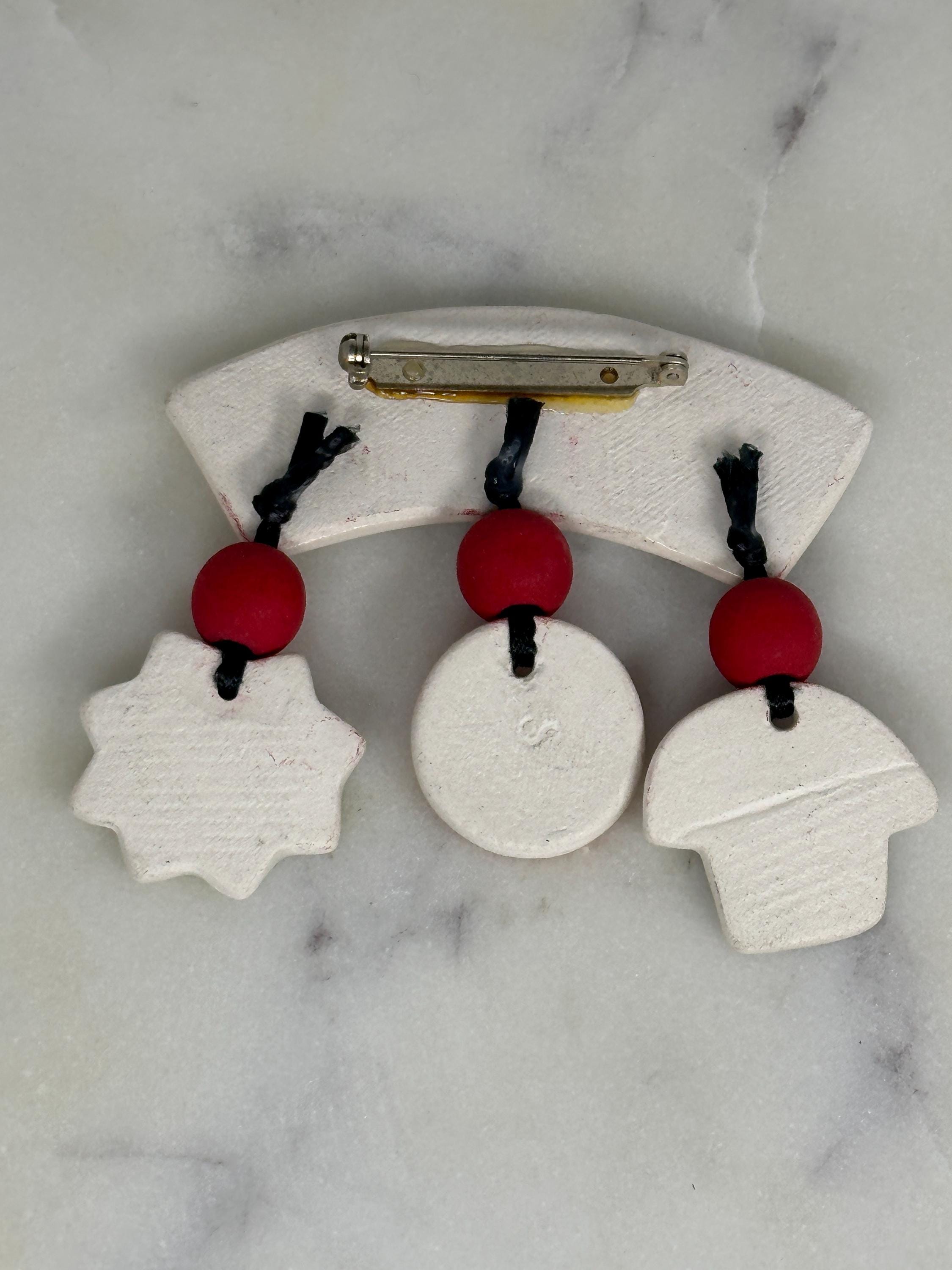 I Love Basketball Pin: Handmade Ceramic Dangling - Retro Sports Accessory with ruler overlay for size reference