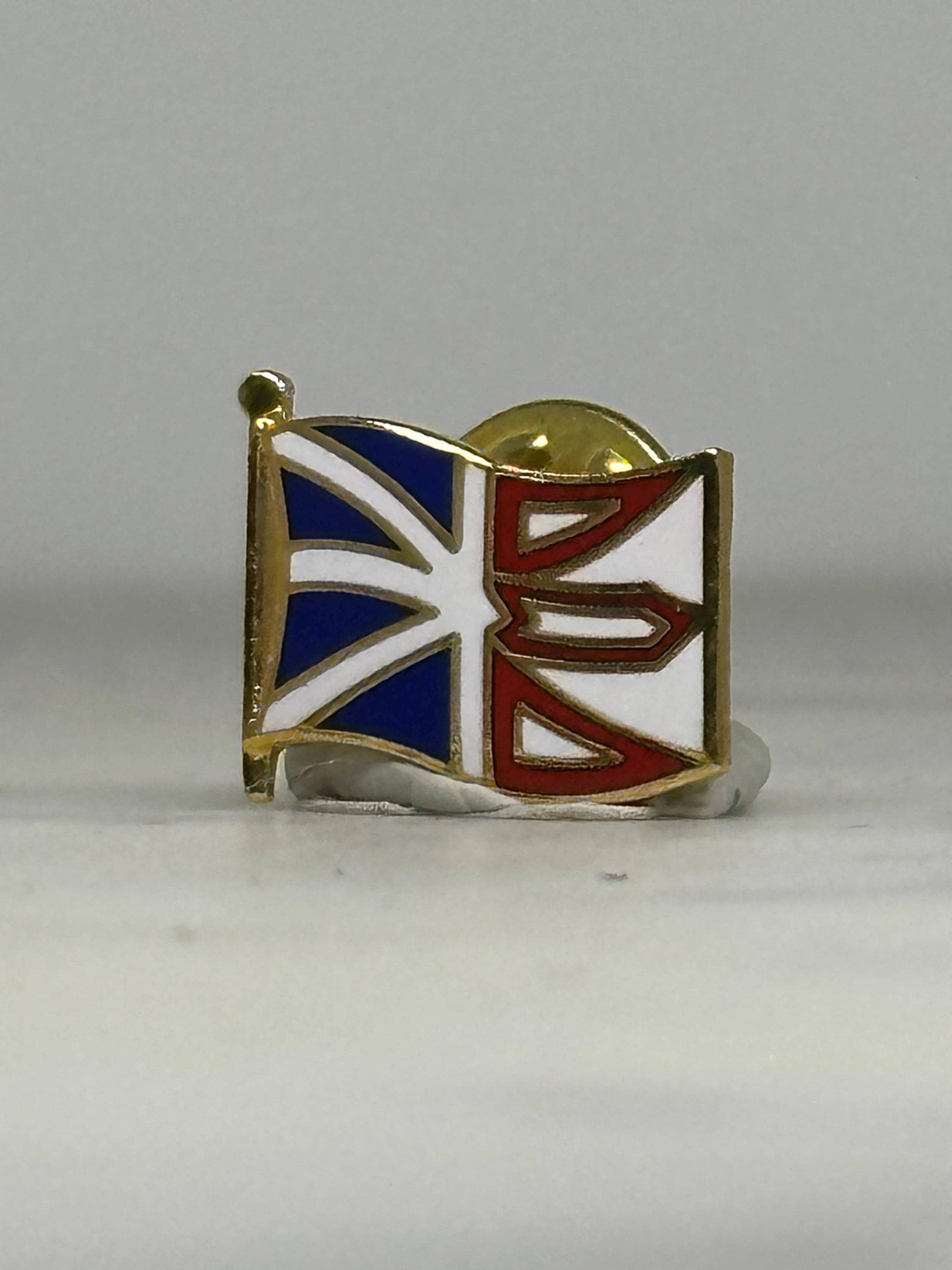 Newfoundland Flag Lapel Pin: Red White Blue Enamel - Vintage Travel Accessory