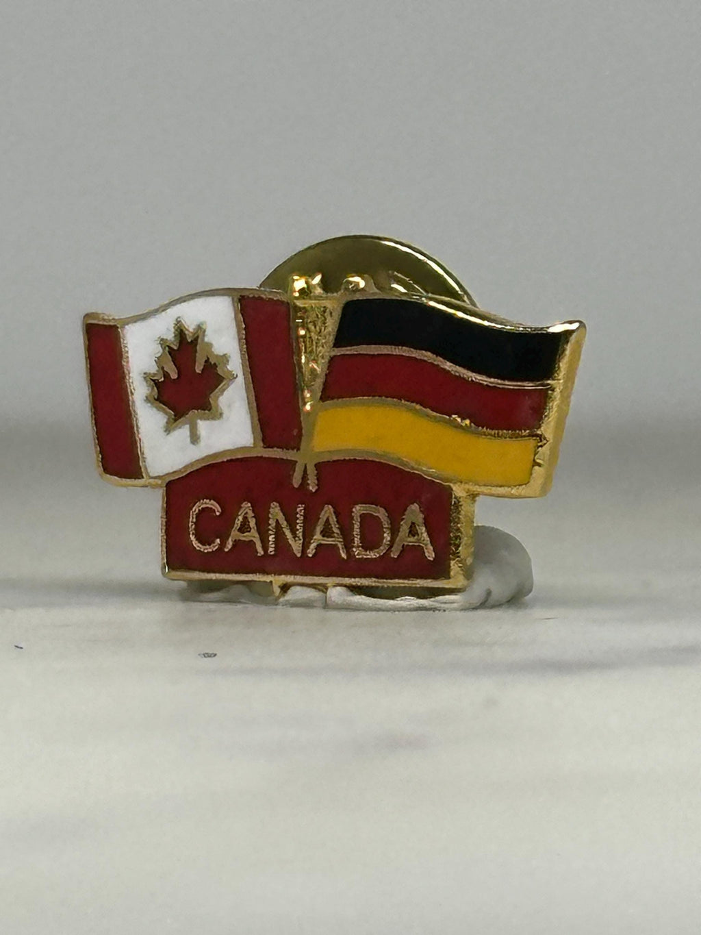 Canada Germany Flag Pin: Gold Tone Enamel - International Pride Accessory