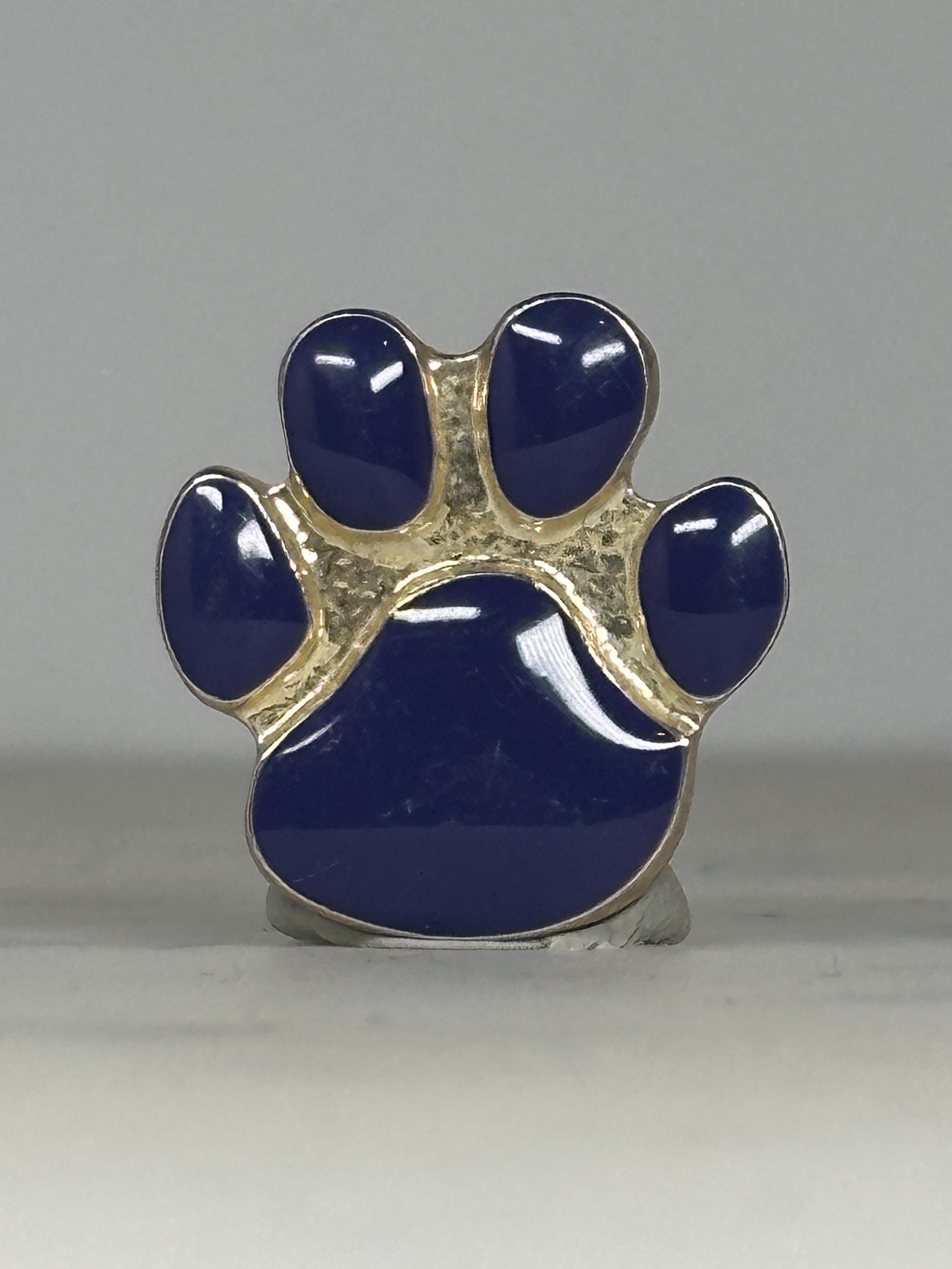 Blue Paw Print Enamel Pin: Gold Trim Design - Pet Lover Accessory