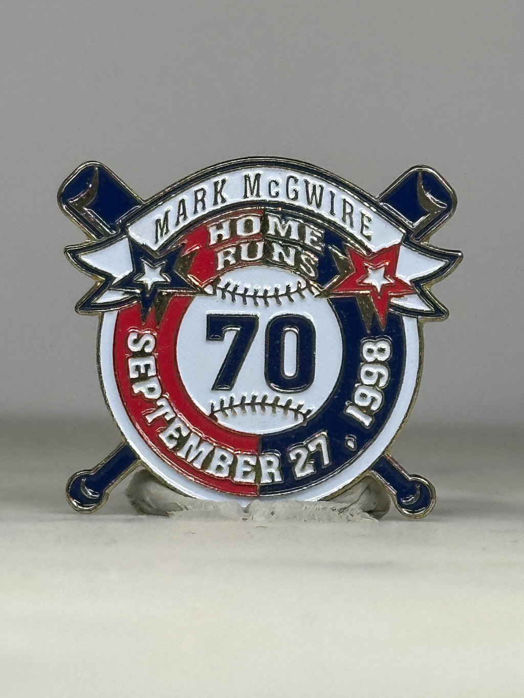 Mark McGwire Home Run Pin: Red White Blue Enamel - 1998 Baseball Accessory
