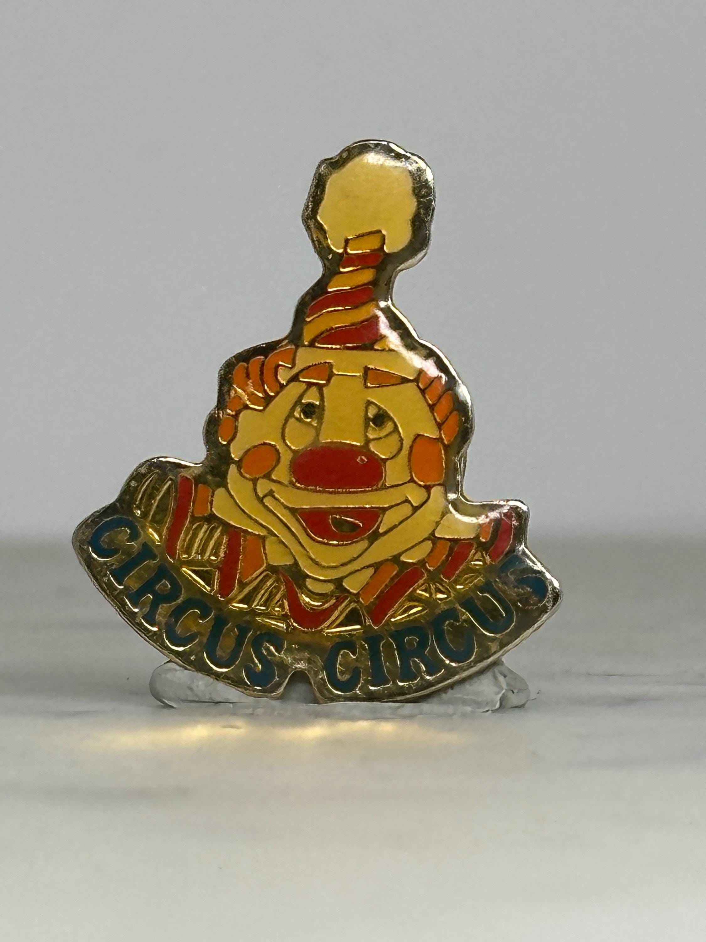 Circus Circus Clown Enamel Pin: Bold Multicolor Design - Vintage Vegas Accessory