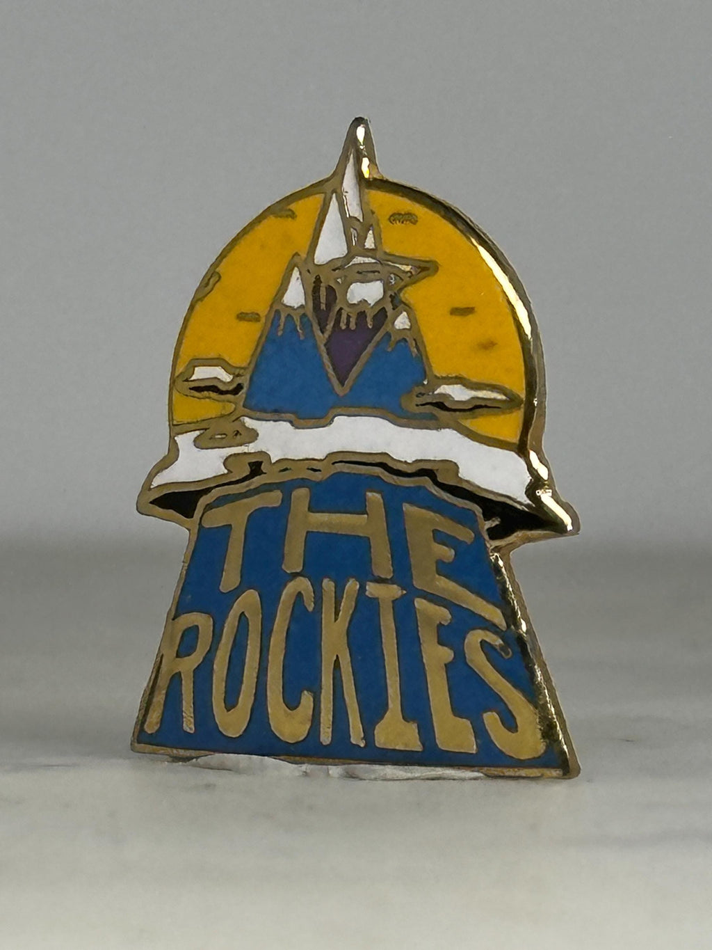 The Rockies Souvenir Pin: Blue & Gold Enamel - Vintage Travel Accessory
