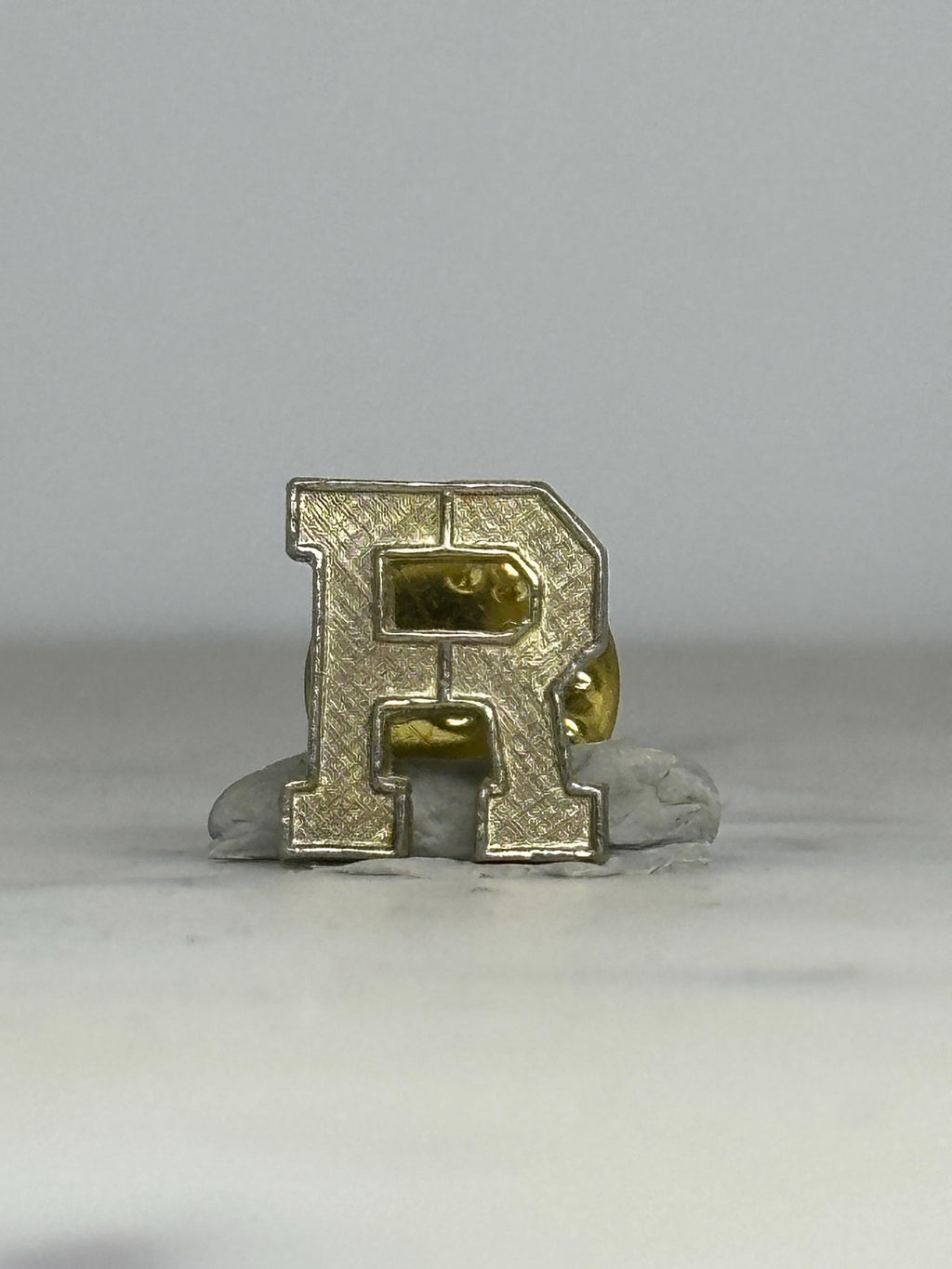 Letter R Lapel Pin: Gold-Tone Metal Finish - Vintage Monogram Accessory