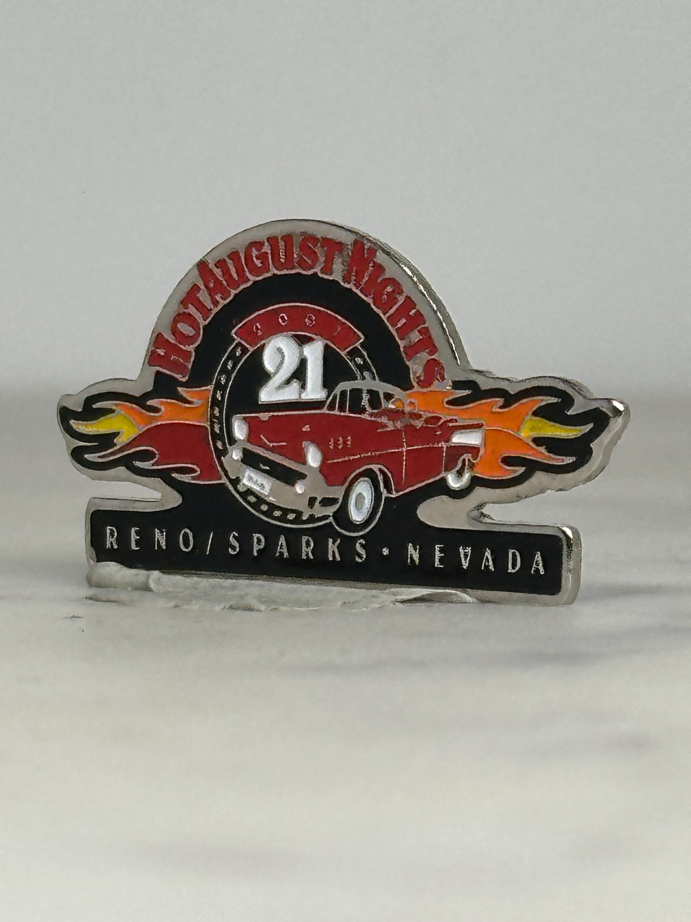 Hot August Nights Car Pin: Red Flame Enamel - 2007 Event Accessory