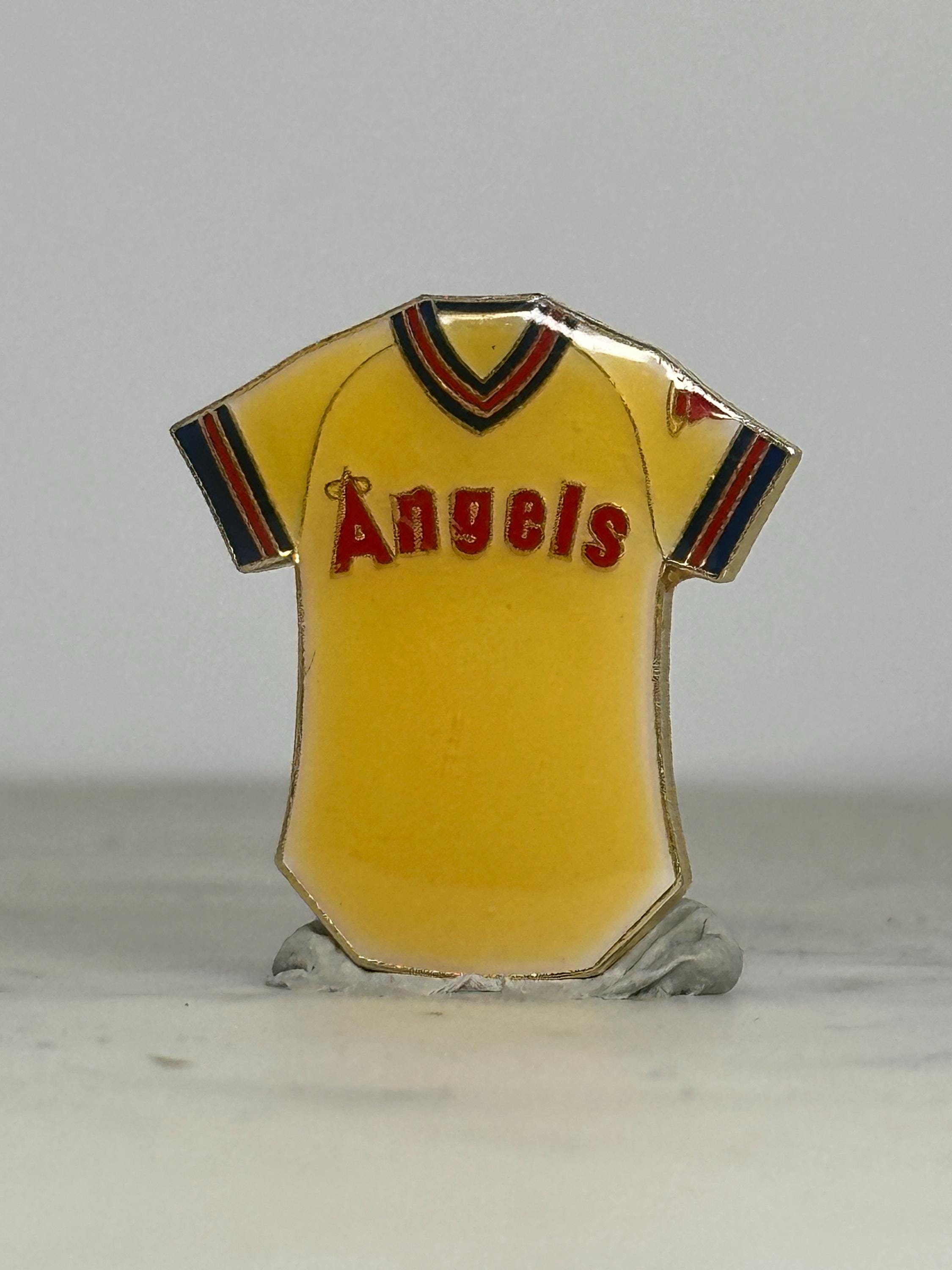 Angels Baseball Jersey Pin: Yellow Enamel Vintage - 1970s Sports Accessory