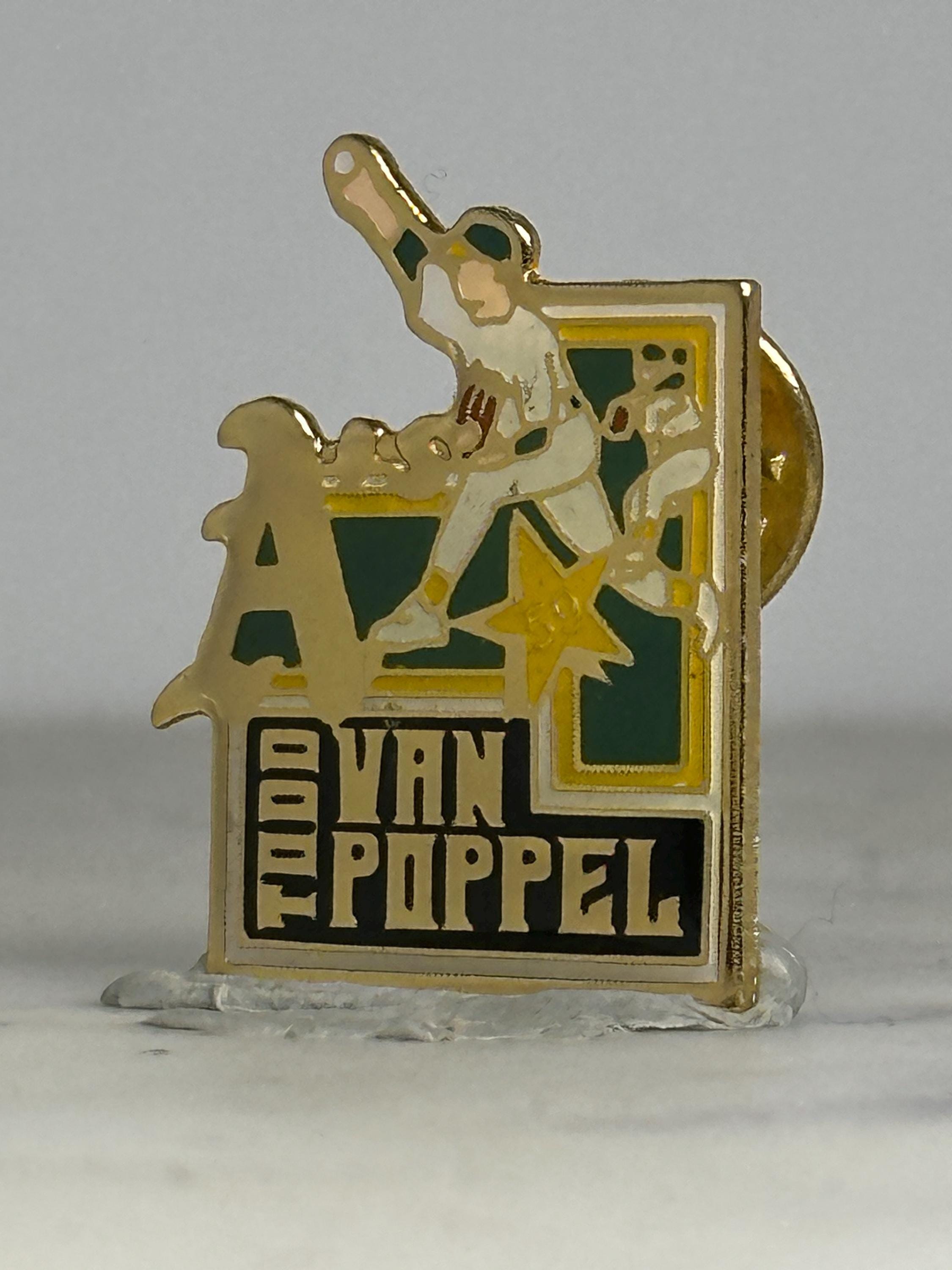 Todd Van Poppel Baseball Pin: Gold & Green Enamel - 1990s Sports Accessory