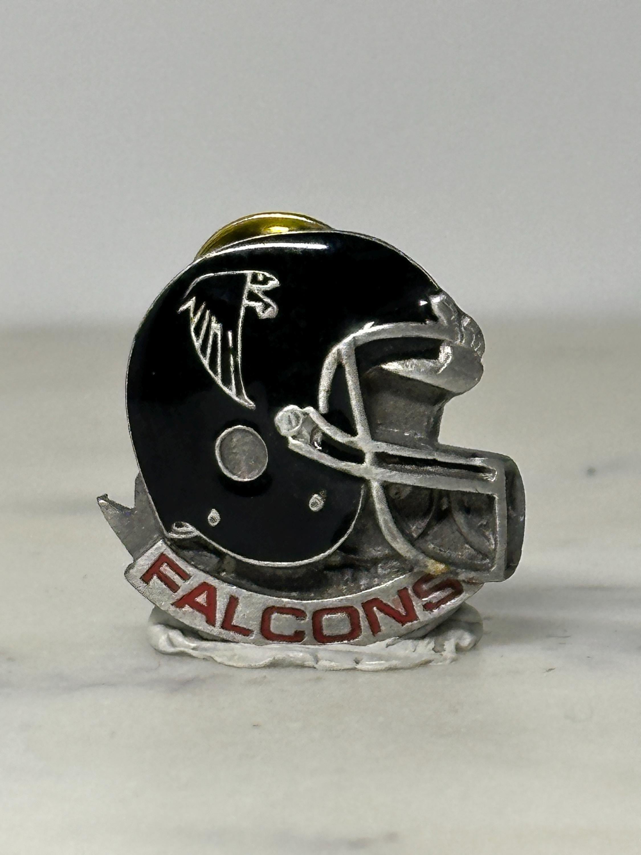 Atlanta Falcons Helmet Pin: Black & Silver Enamel - Vintage NFL Accessory