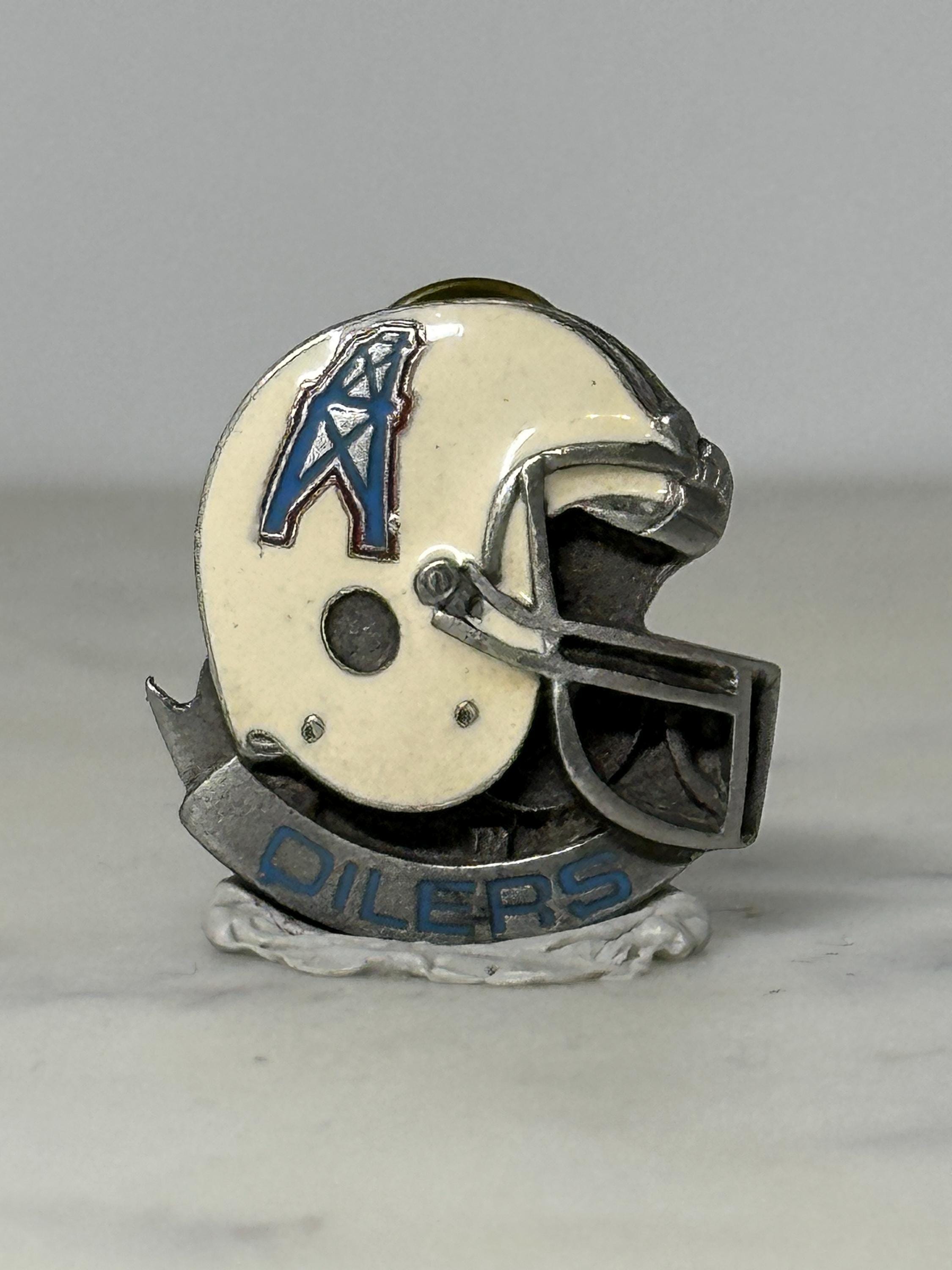 Houston Oilers Helmet Pin: White Enamel Metal - Vintage NFL Accessory
