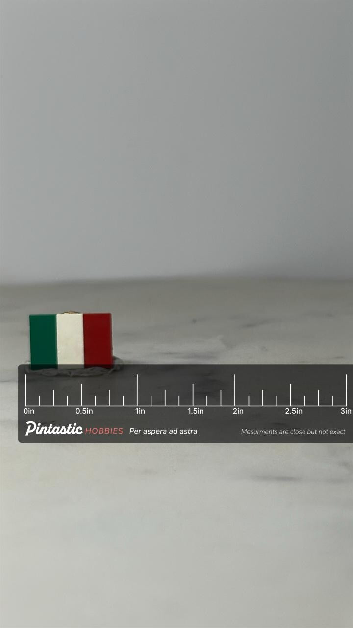 Italy Flag Pin: Gloss Enamel Finish - Patriotic Accessory with ruler overlay for size reference