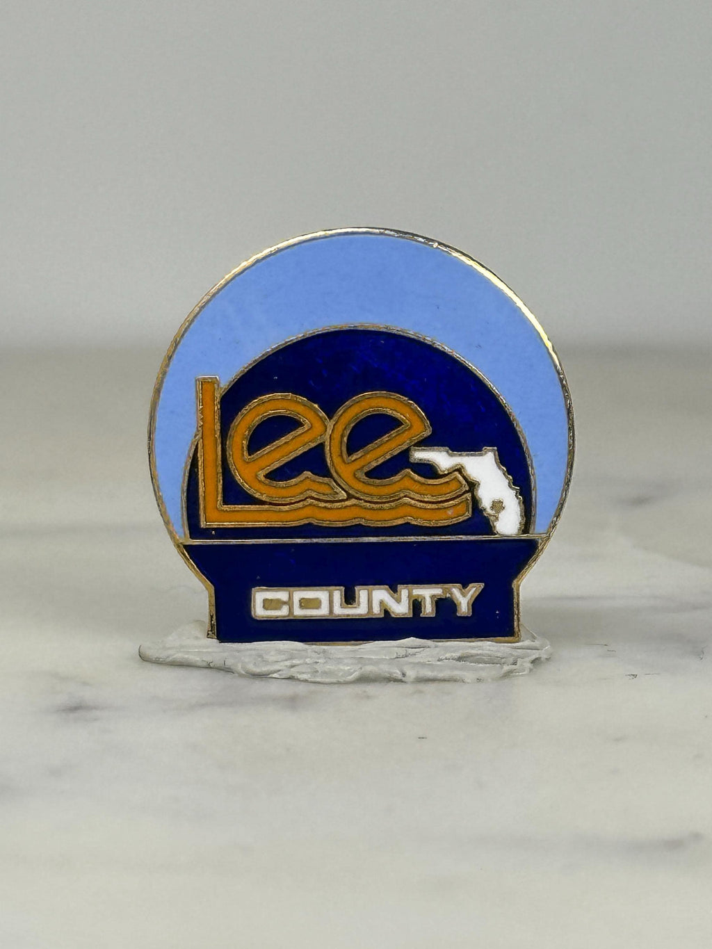 Lee County Lapel Pin: Blue Enamel Finish - Florida Souvenir Accessory