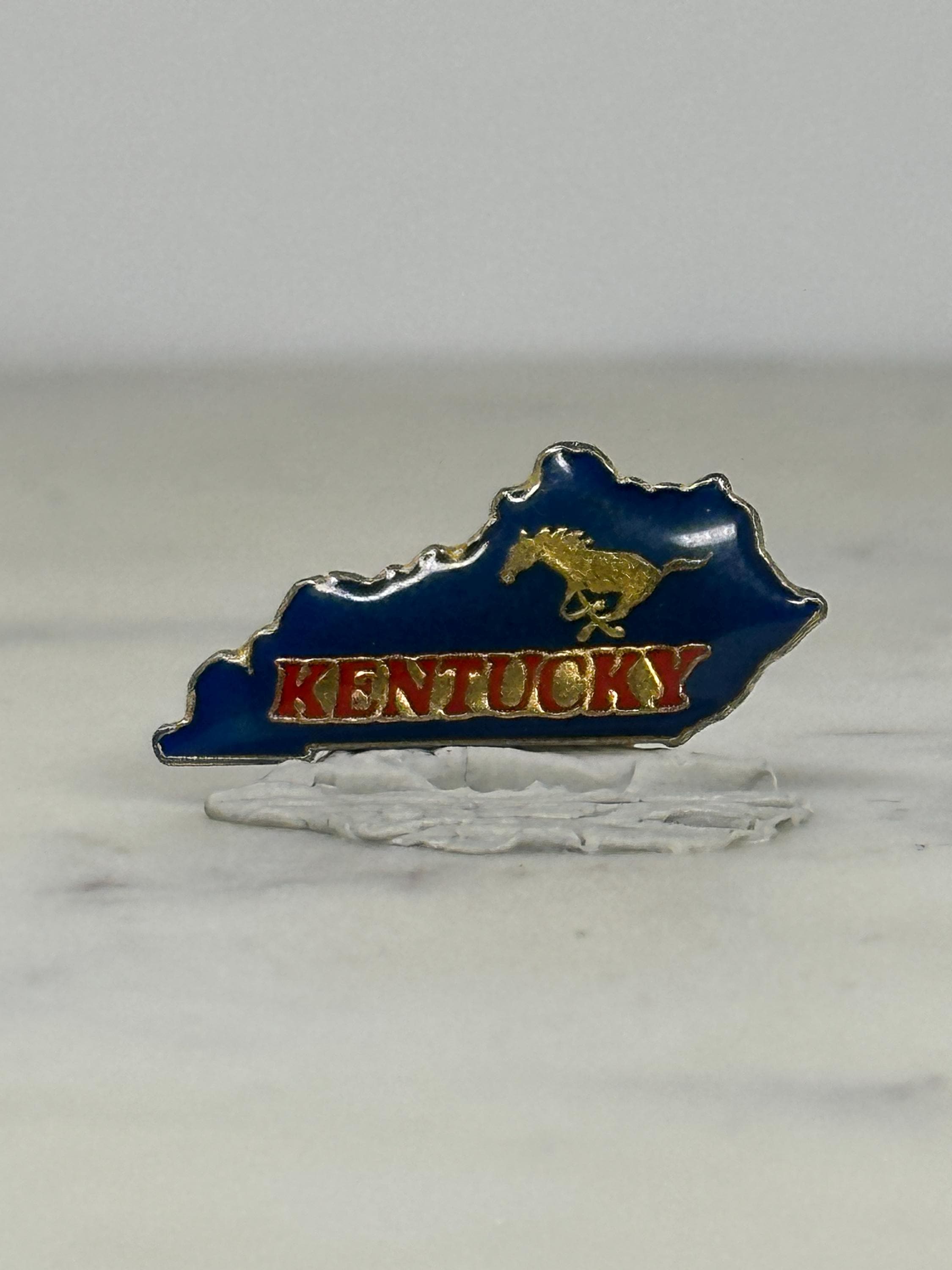 Kentucky State Pin: Blue Enamel with Horse - Travel Souvenir Accessory