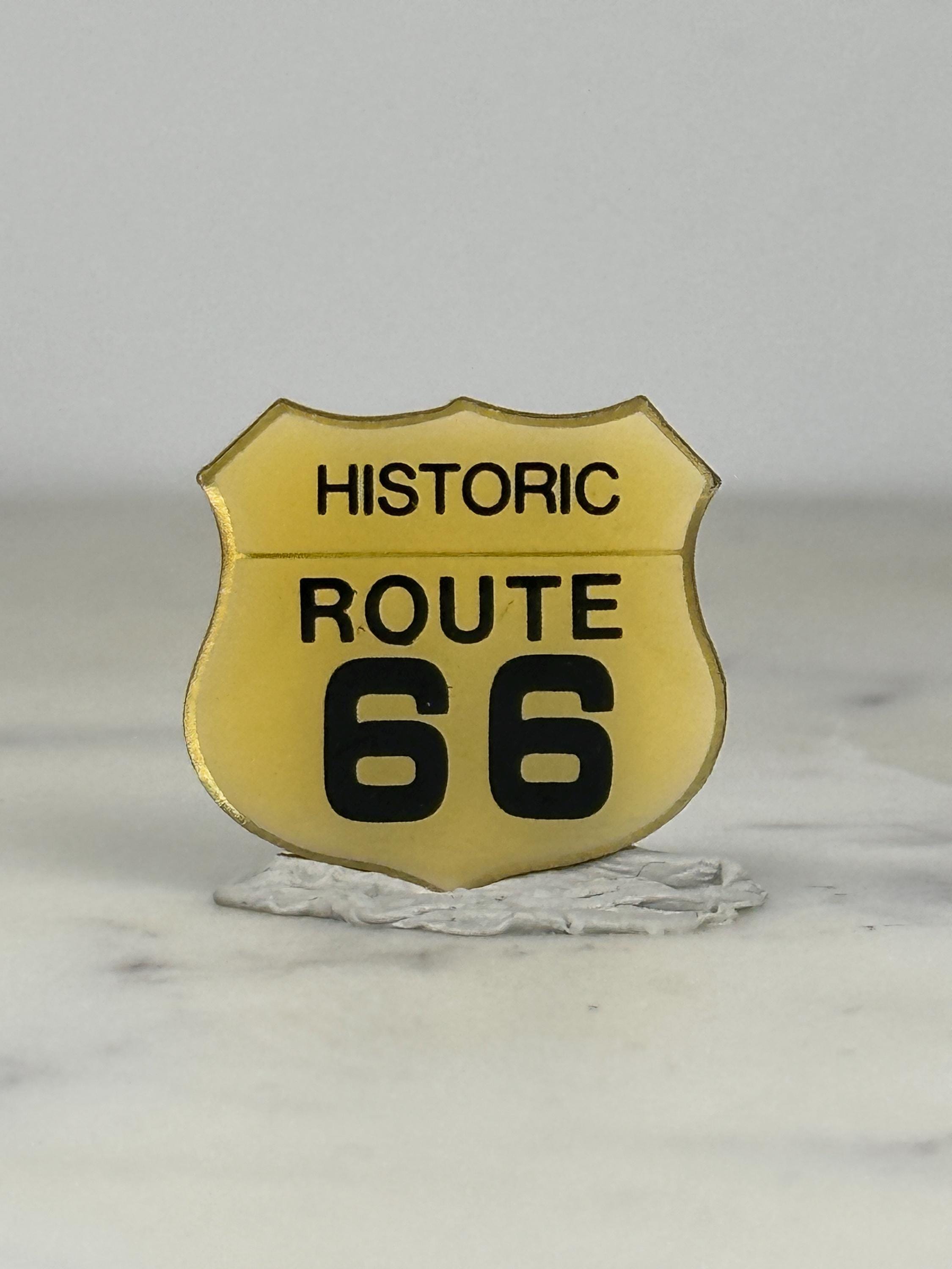Historic Route 66 Pin: Yellow Enamel Shield - Road Trip Souvenir Accessory