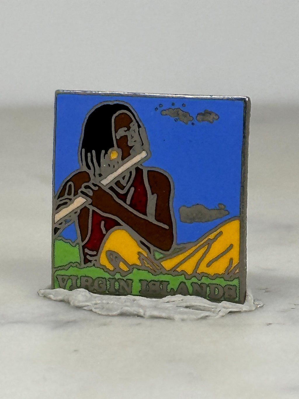 Virgin Islands Souvenir Pin: Colorful Enamel Square - Island Tourist Accessory